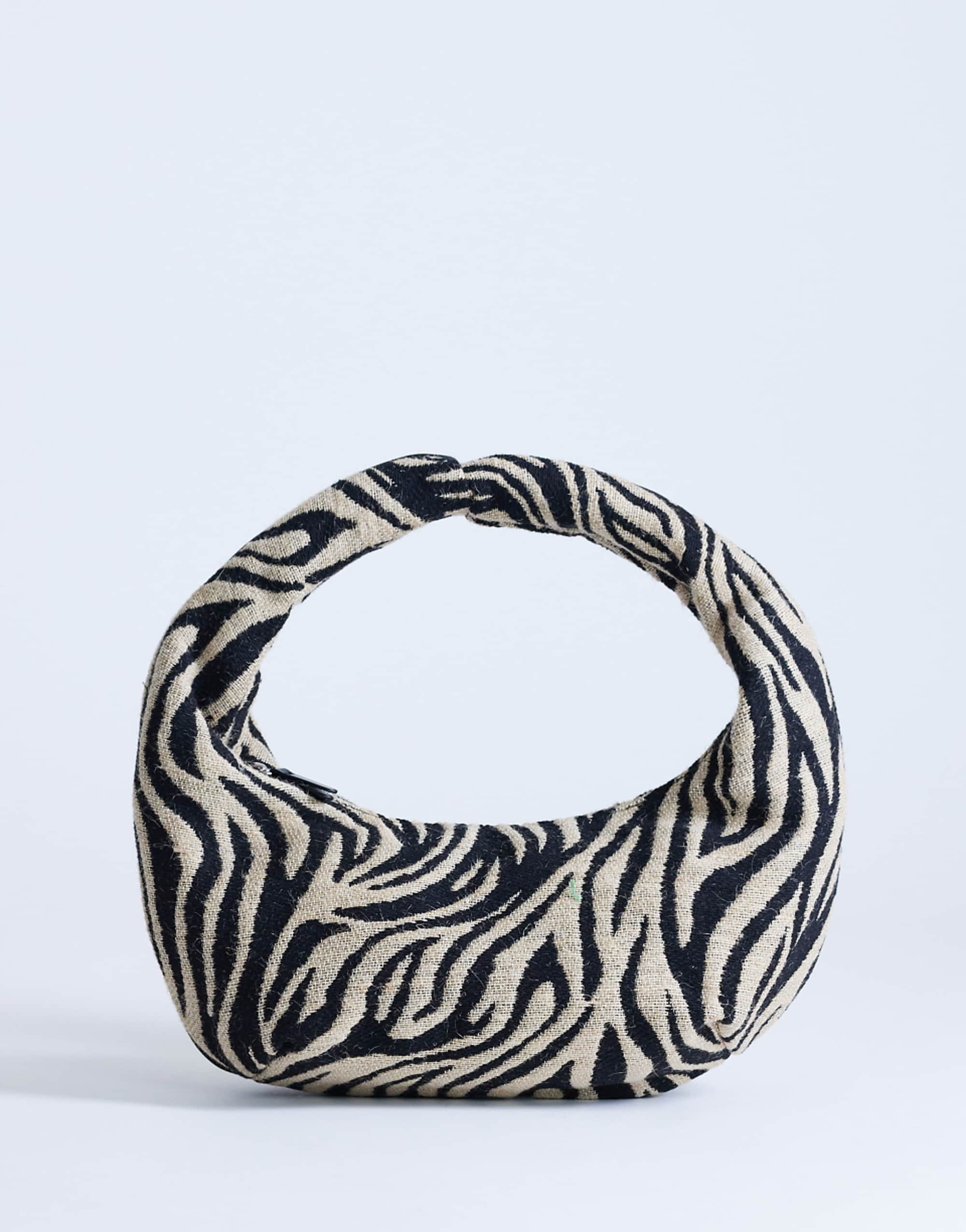 Topshop Giane Medium Canvas Zebra Scoop Bag in Black