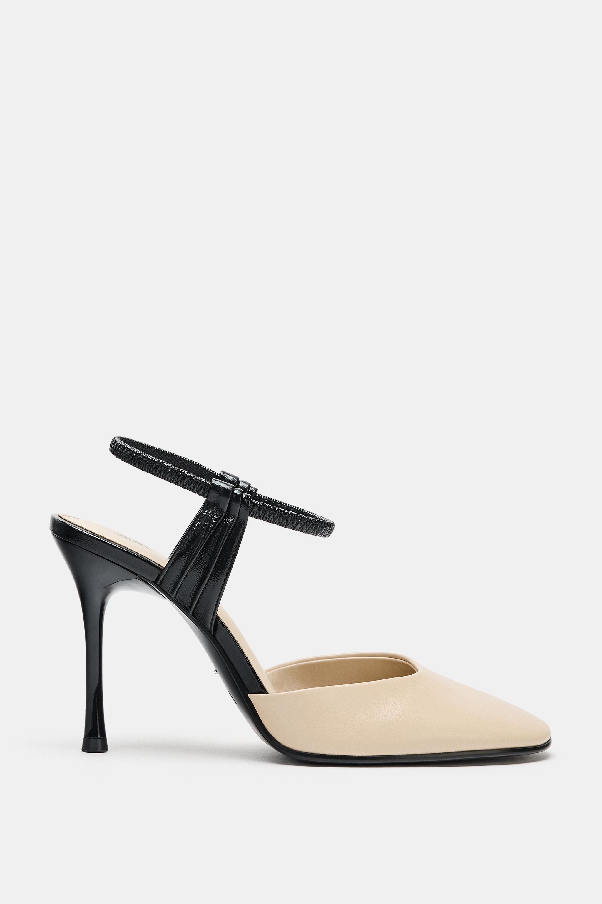Leather Slingback Heels - Multi-Color - 5