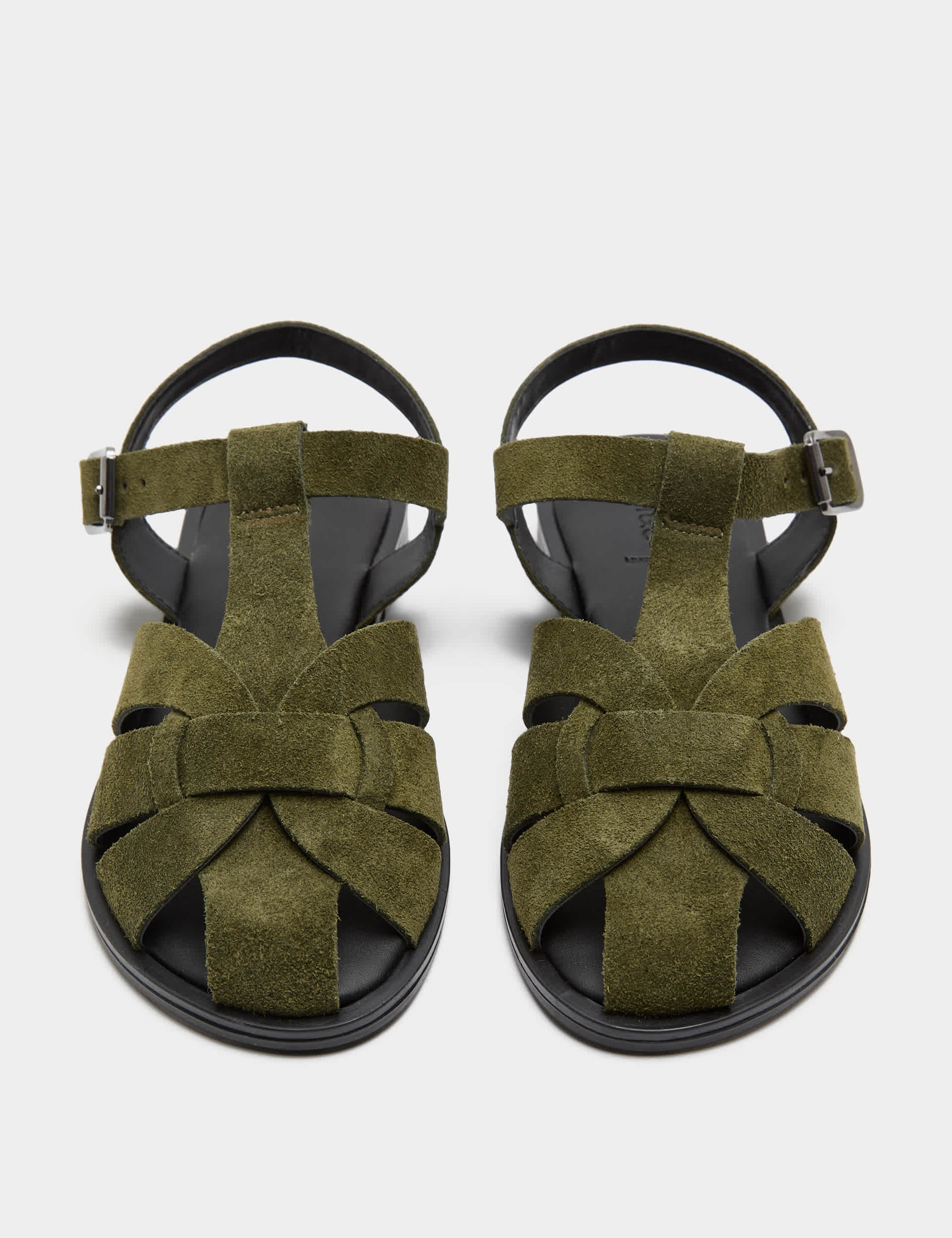 Suede Ankle Strap Flat Fisherman Sandals