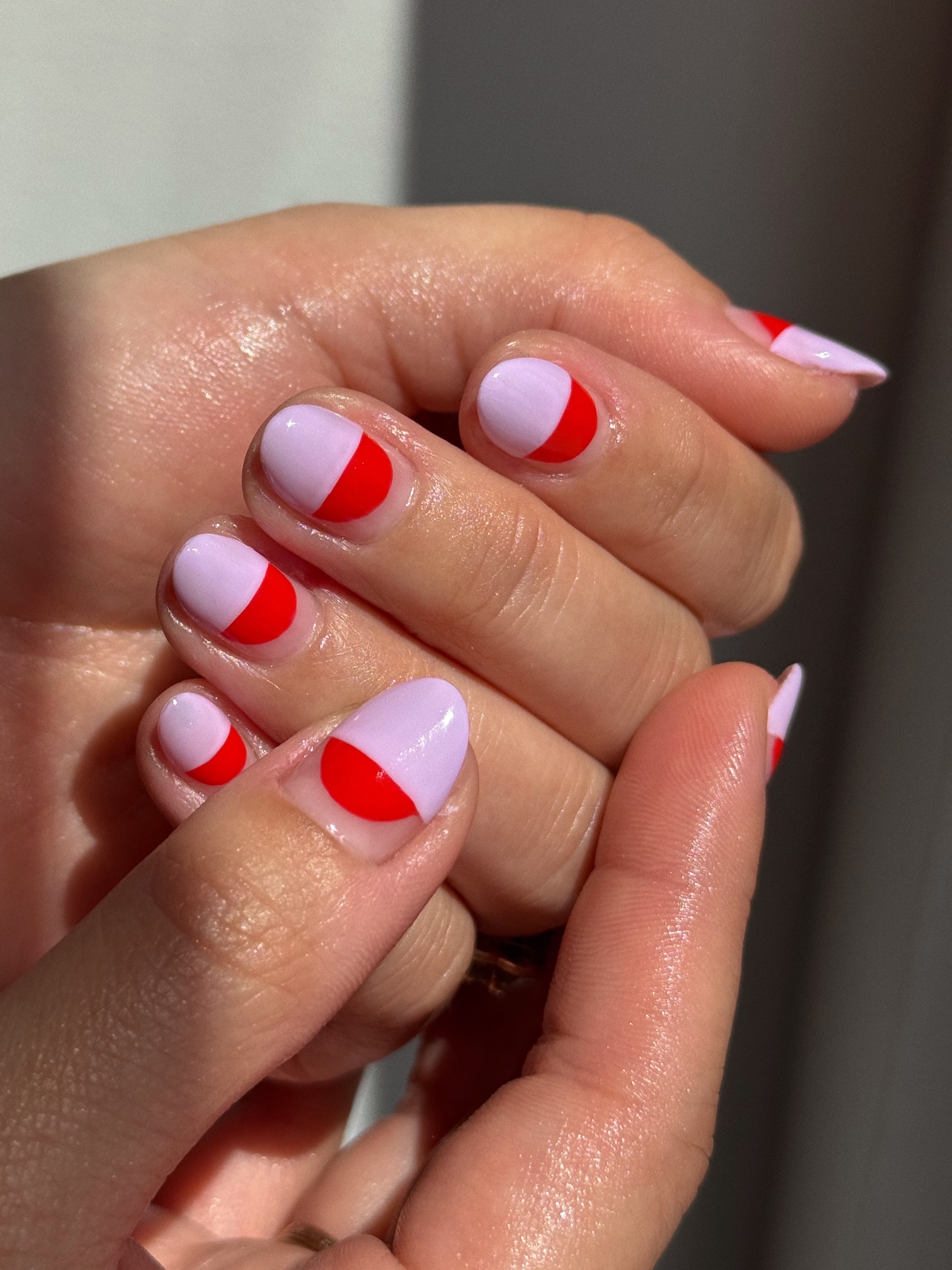 Photo of a high-contrast red nail design