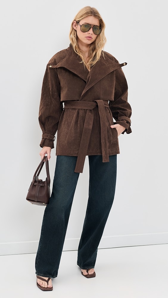 Veronica Faux Suede Jacket - Dark Choco