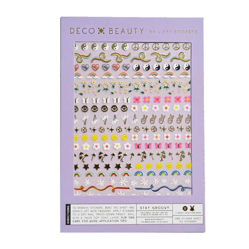 Deco Beauty Stay Groovy - Super Thin & Easy-To-Apply Nail Art With the Cutest Designs - Durable & Long-Lasting Nail Art Stickers and Decals for Women, for Diy At-Home Manicures & Salon-Quality Nails