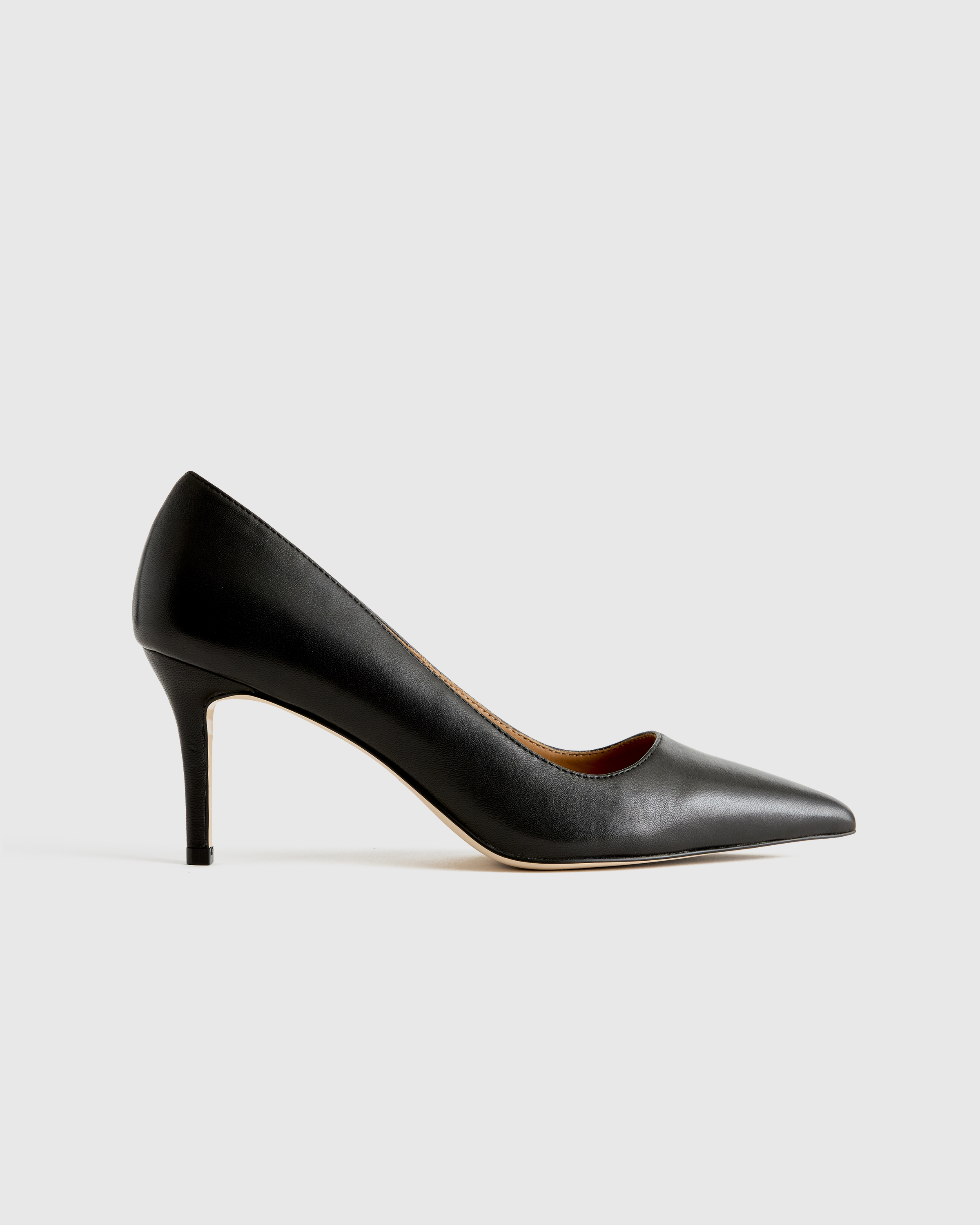 Italian Leather 75mm Pointy Toe Pump in Black