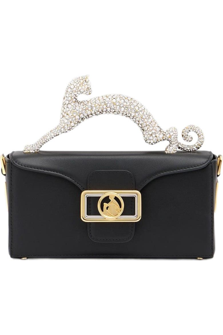 Nano Pencil Cat Leather and Rhinestone Bag