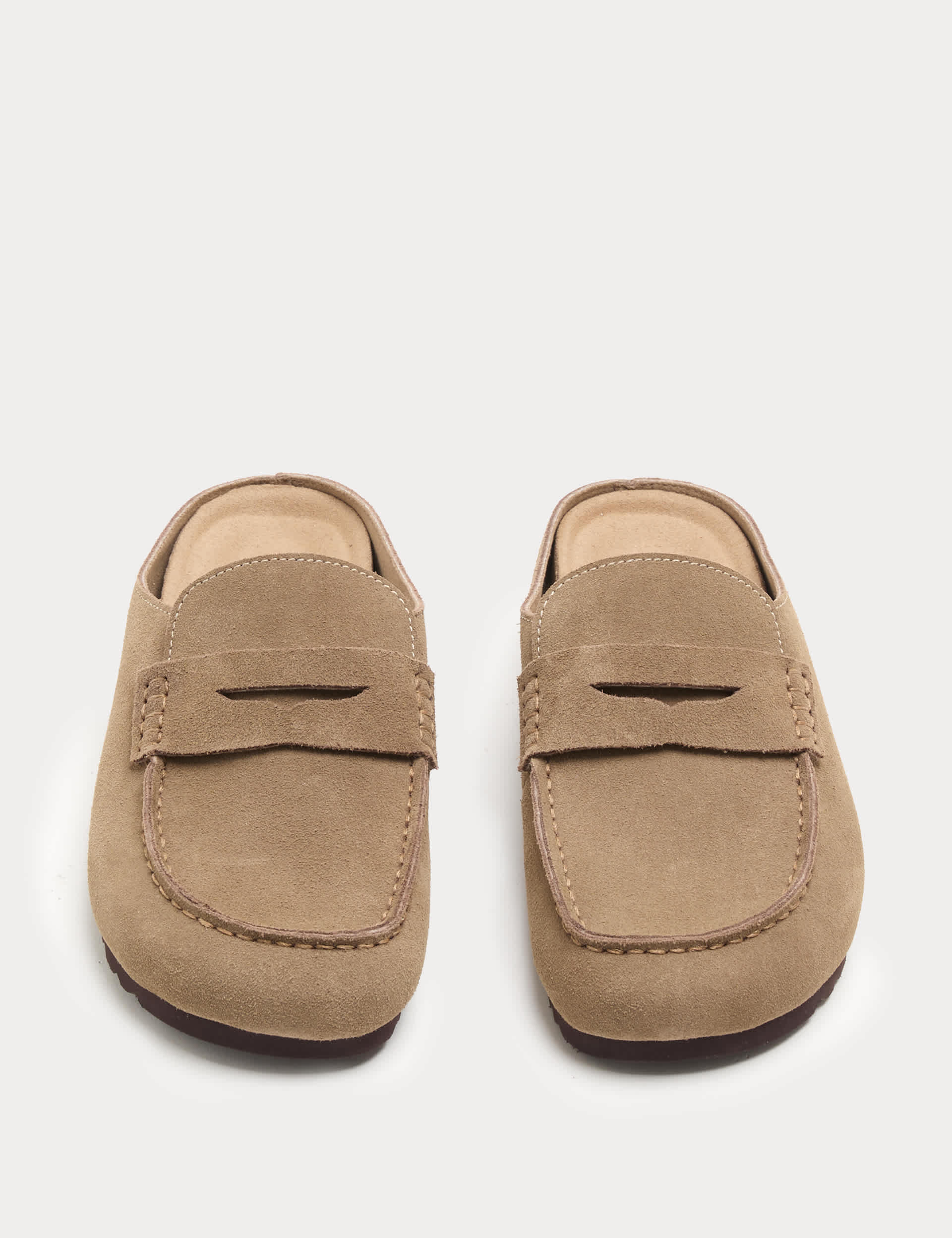 Suede Flat Loafer Clogs