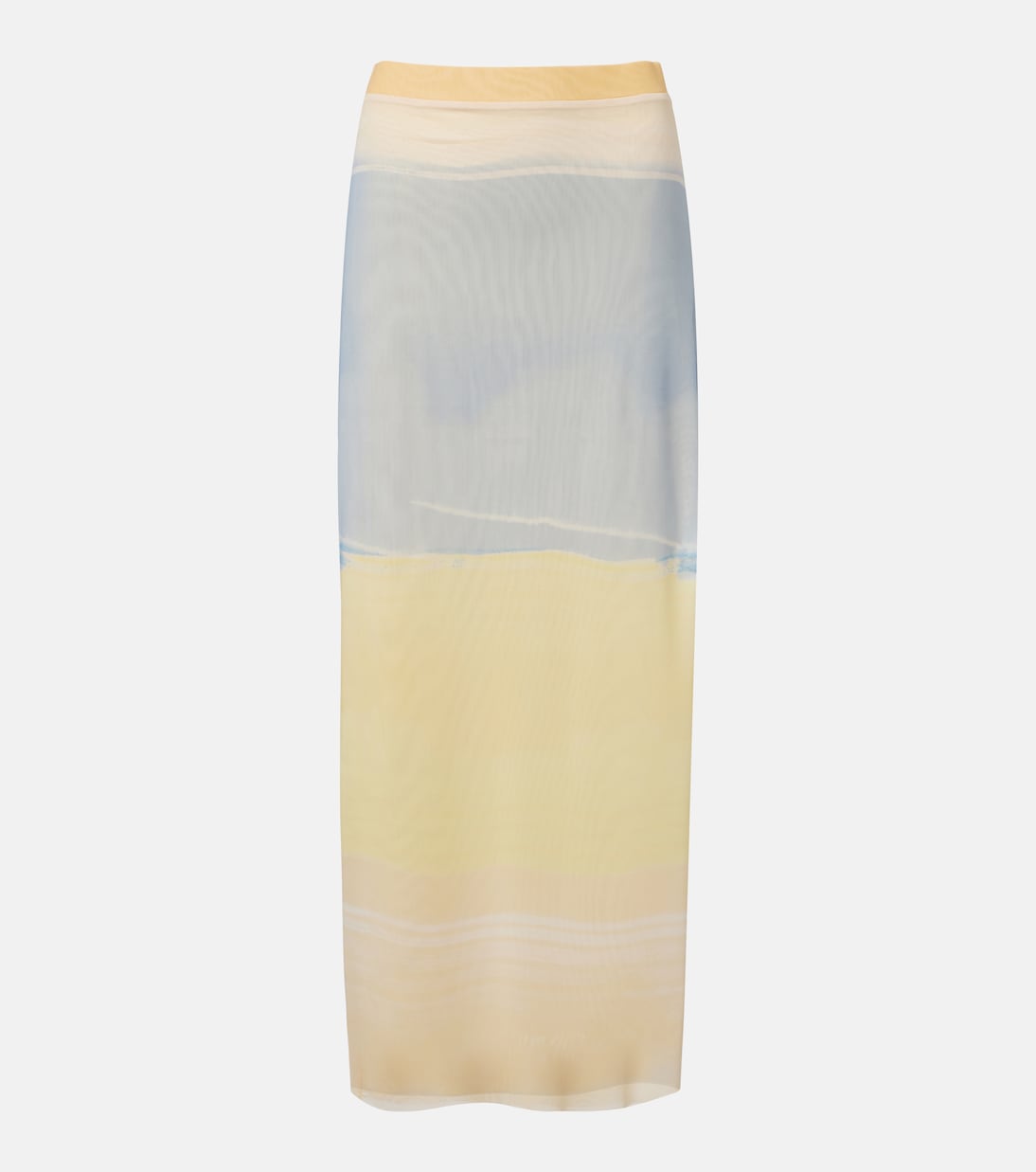 Printed Mesh Maxi Skirt in Yellow - Sir