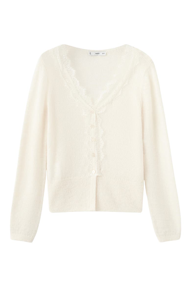 Lace Trim V-Neck Cardigan