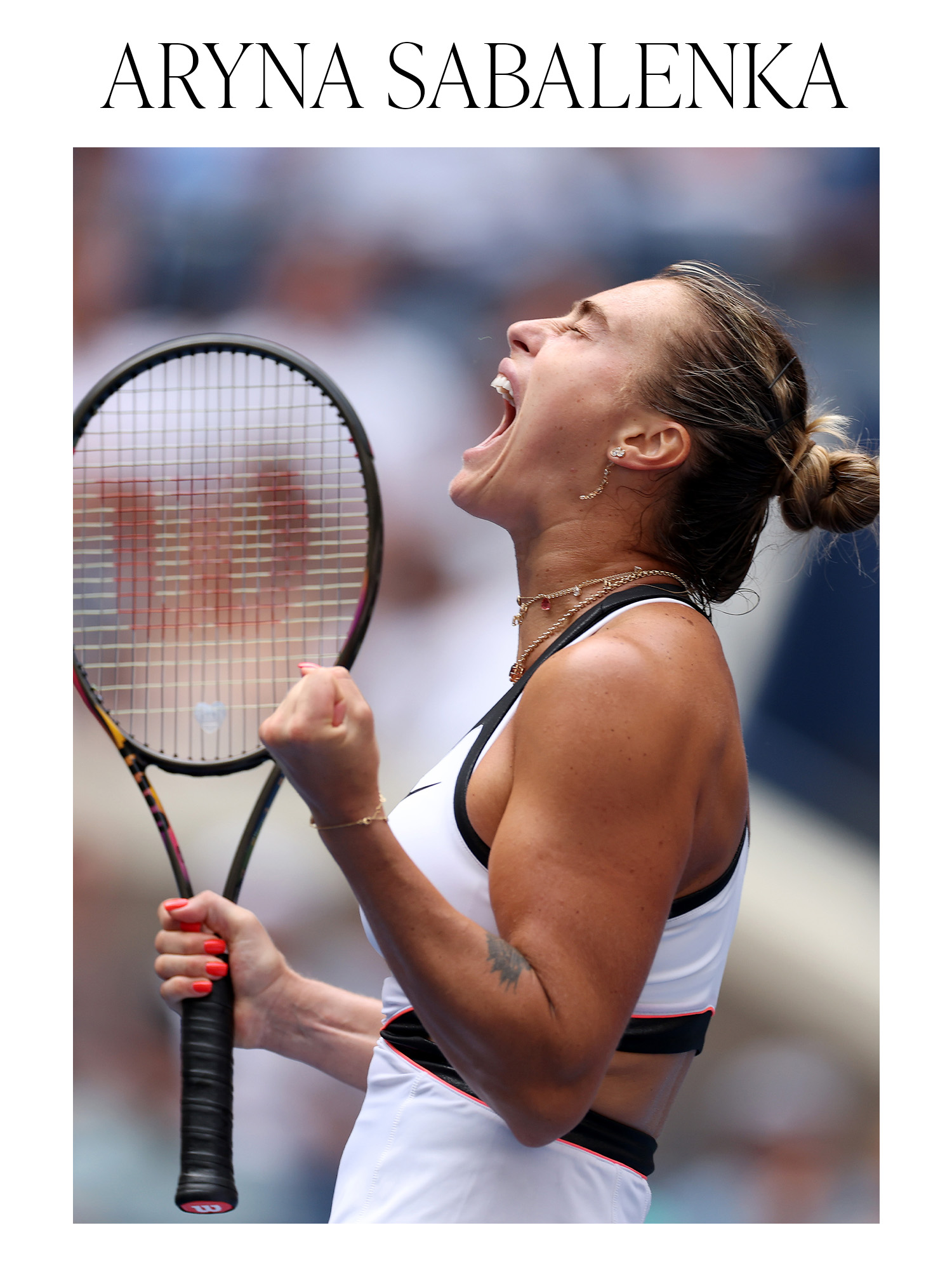 Aryna Sabalenka reacts against Rebeka Masarova during their Women's Singles First Round match on Day 1 of the 2025 US Open at USTA Billie Jean King National Tennis Center on August 24, 2025.