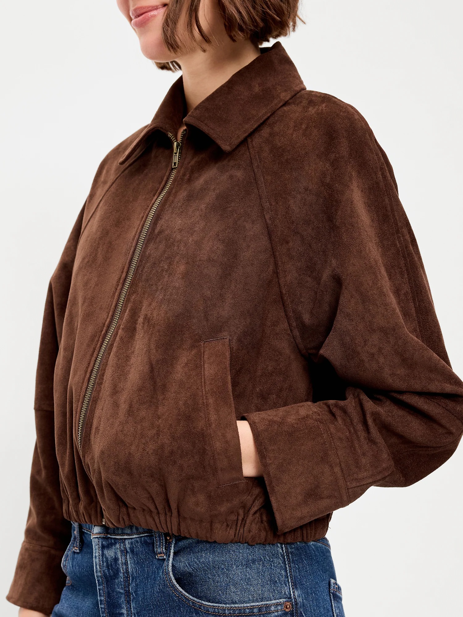 Old Navy, Full-Zip Faux-Suede Harrington Jacket