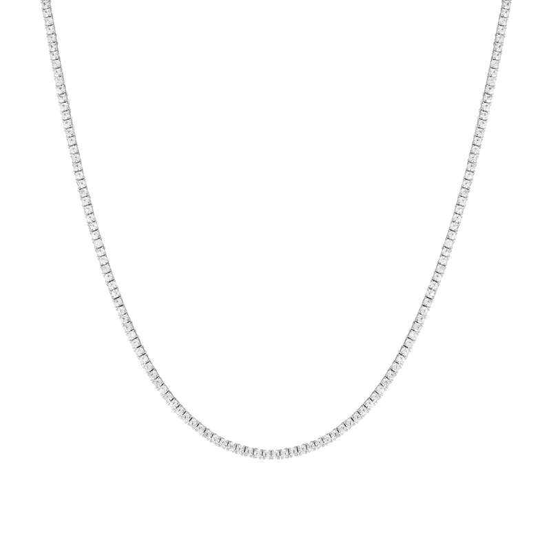 Lab Grown White Sapphire Tennis Necklace 925 Silver 16