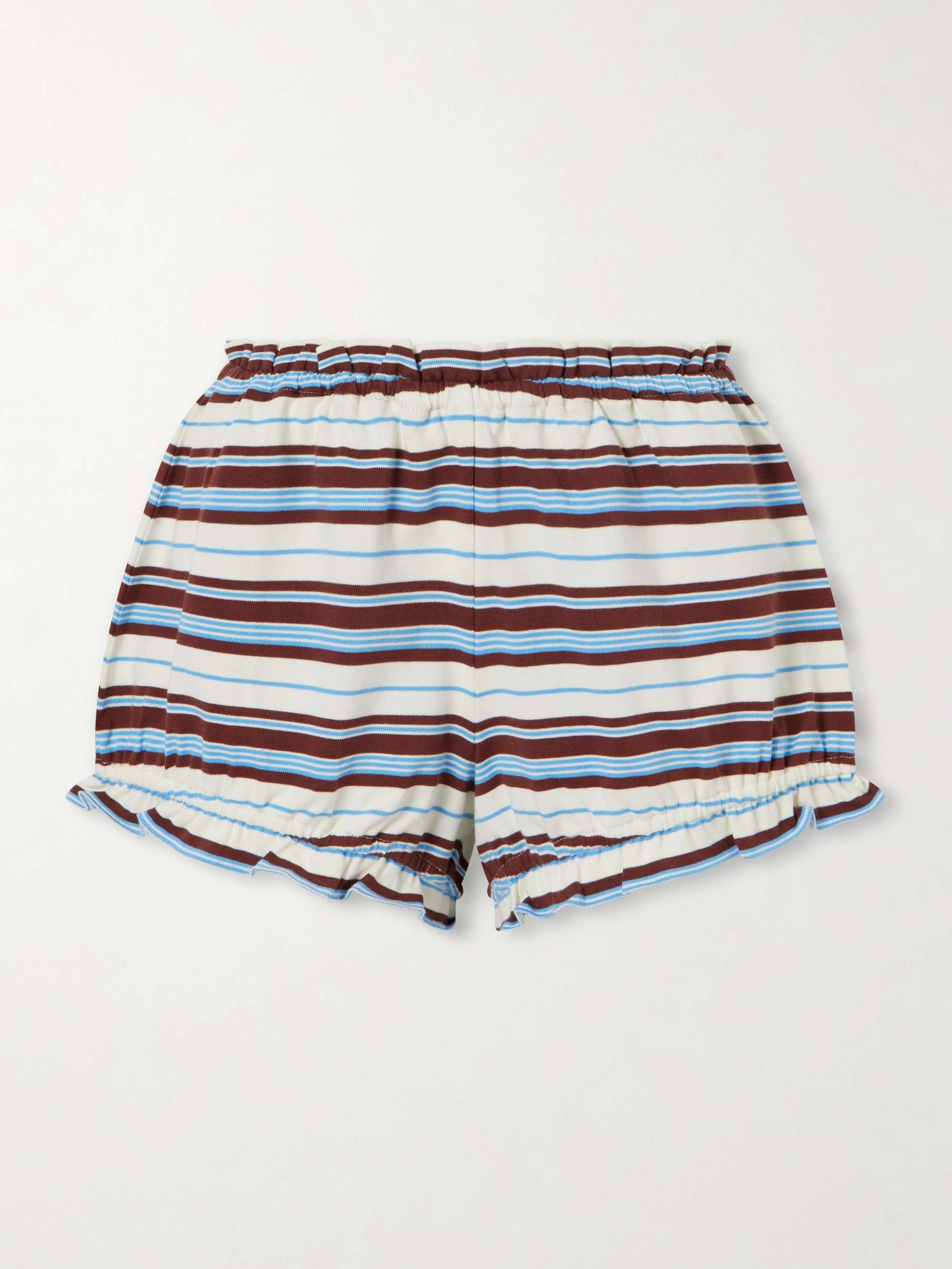 Nadine Striped Ruffled Cotton-Jersey Shorts