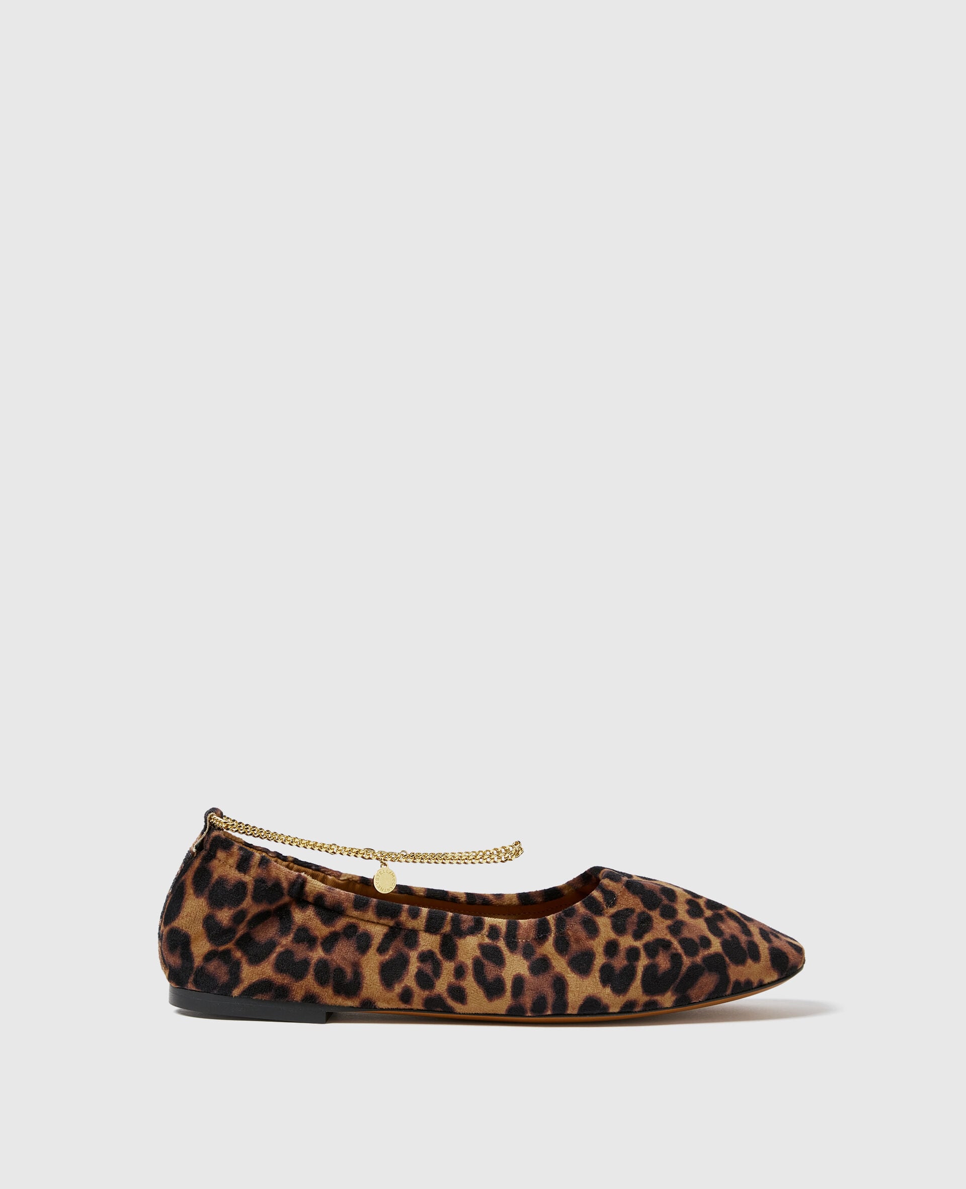 Leopard Velvet Chain-Detail Ballerina Flats