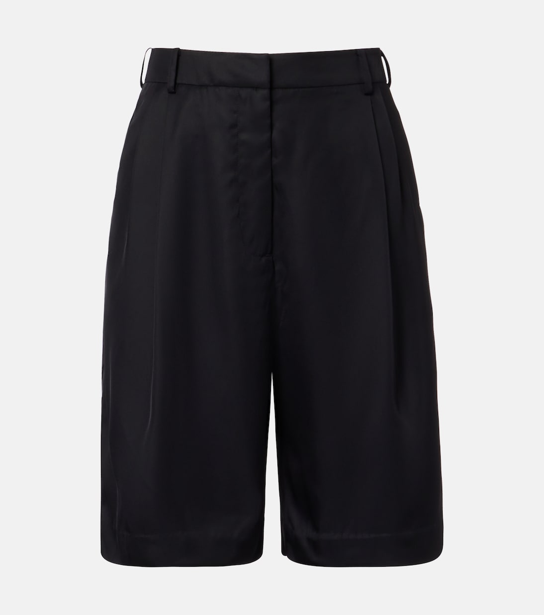 Marfa Pleated Twill Bermuda Shorts in Black - the Frankie Shop