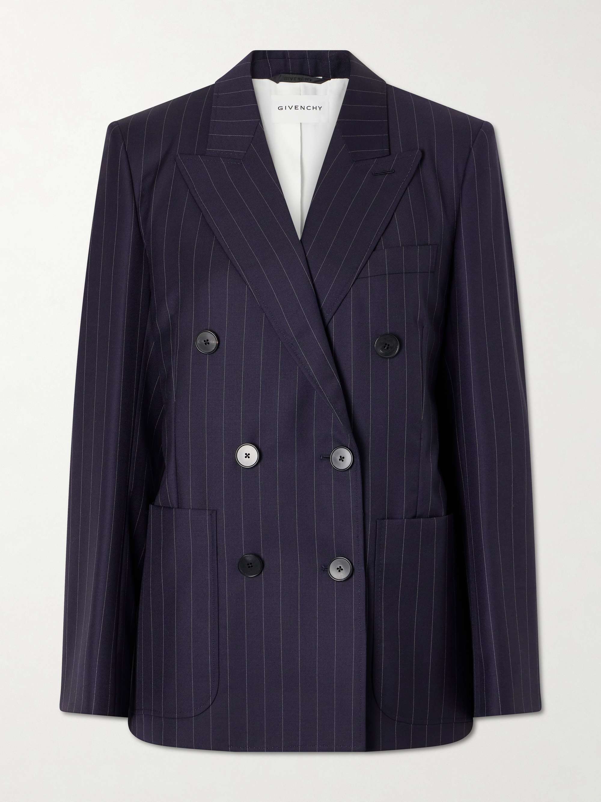 Pinstripe Double-Breasted Wool Blazer