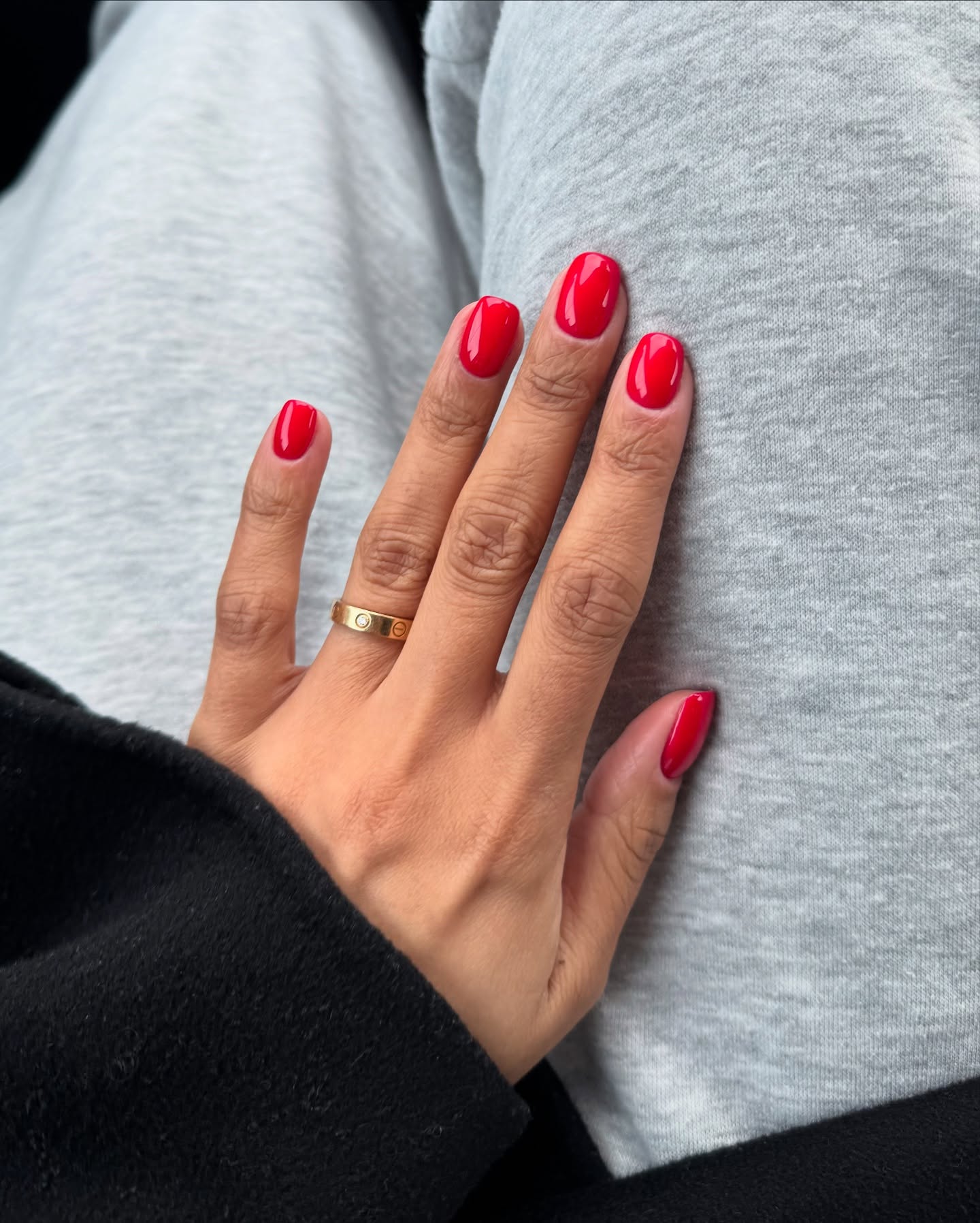 Photo of a juicy red nail design