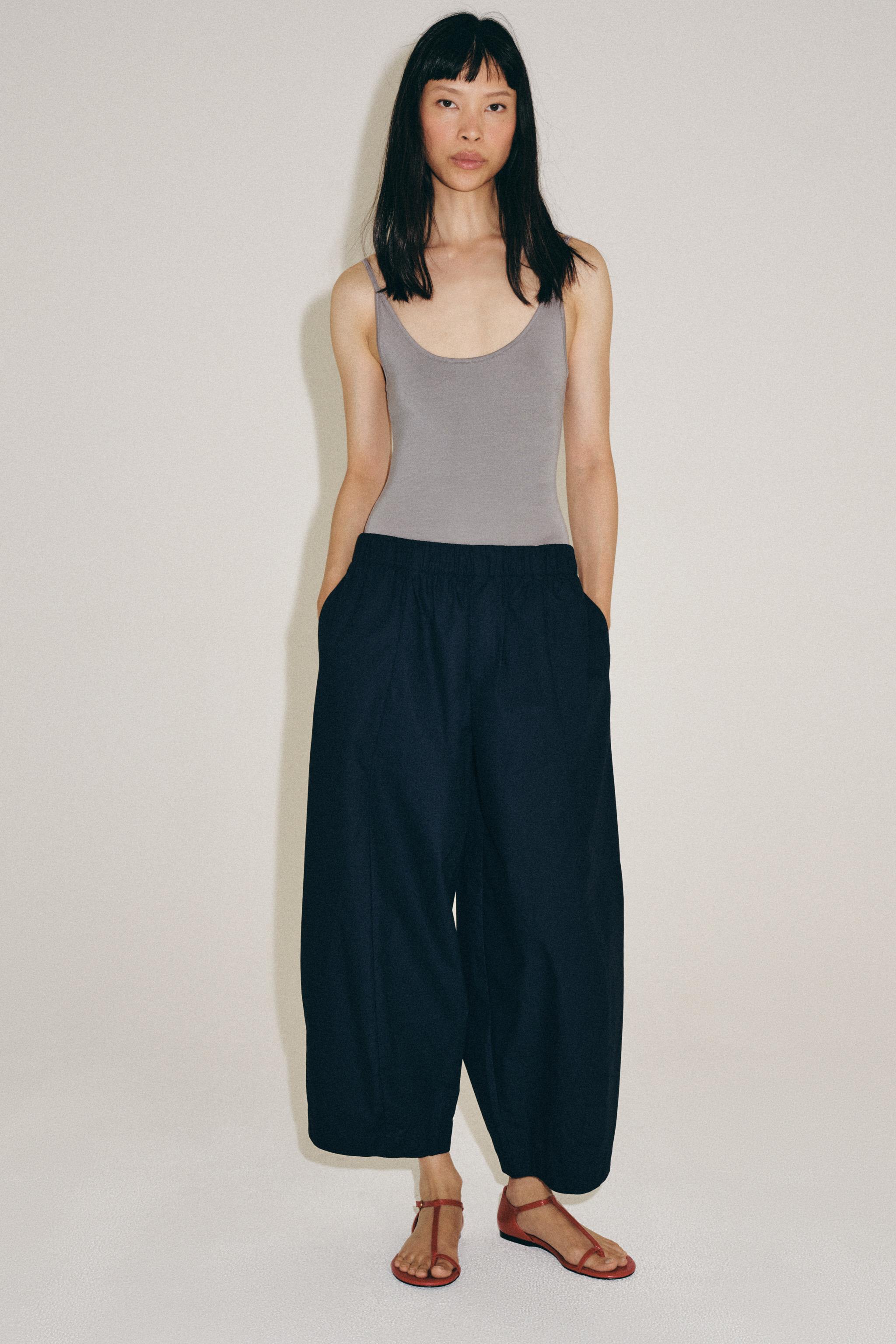 Zw Collection Barrel Pants - Navy Blue - Xs
