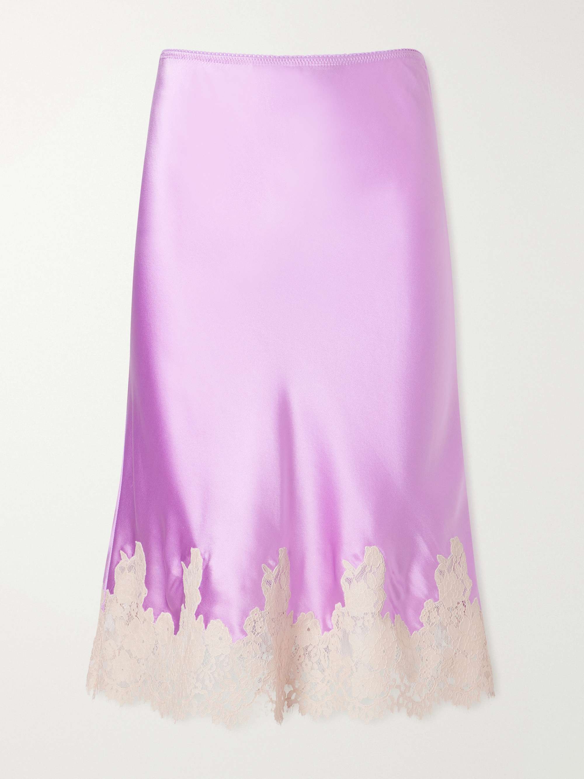 Elowette Lace-Trimmed Silk Midi Skirt