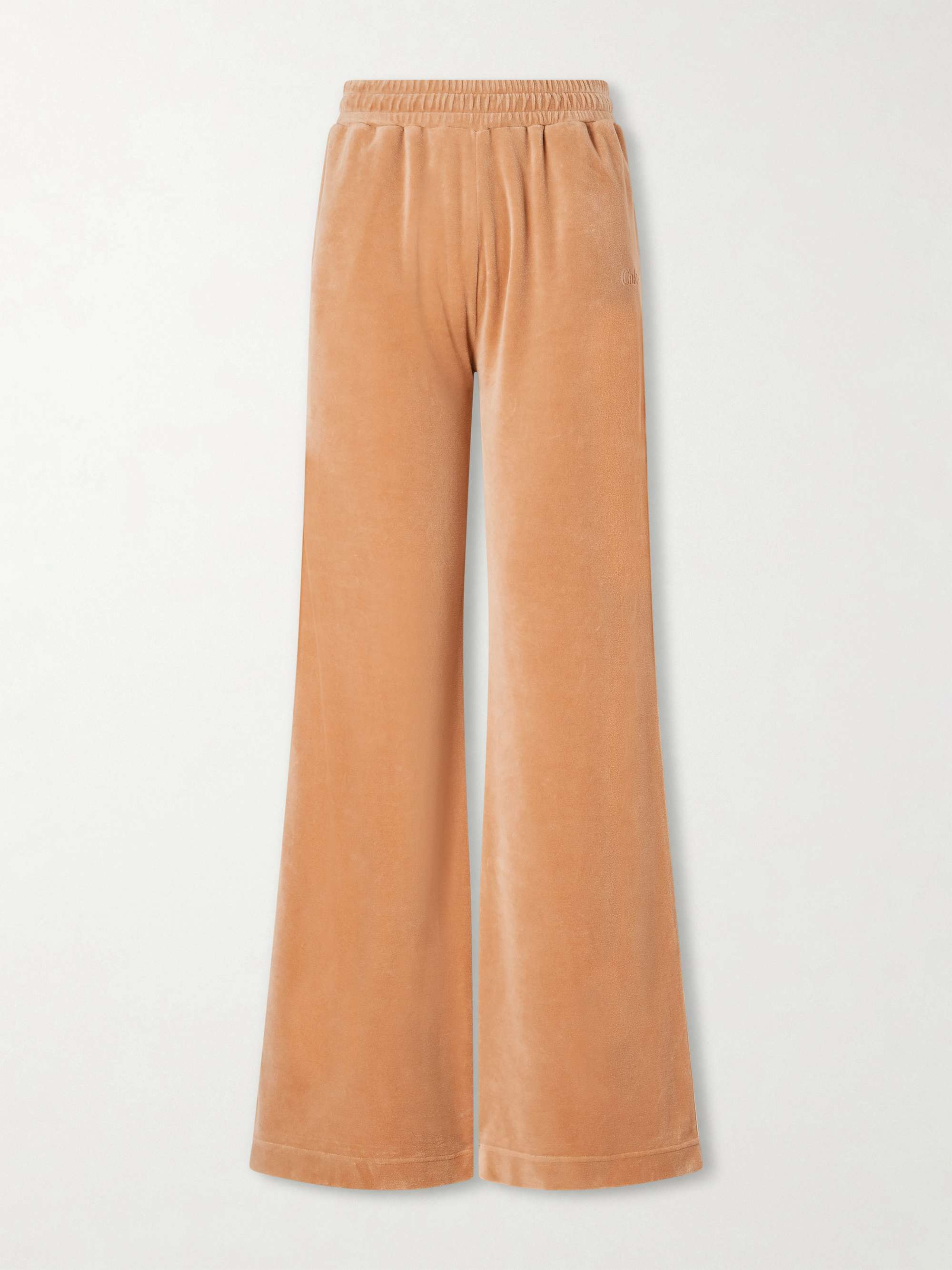 Wide-Leg Cotton-Blend Velvet Pants