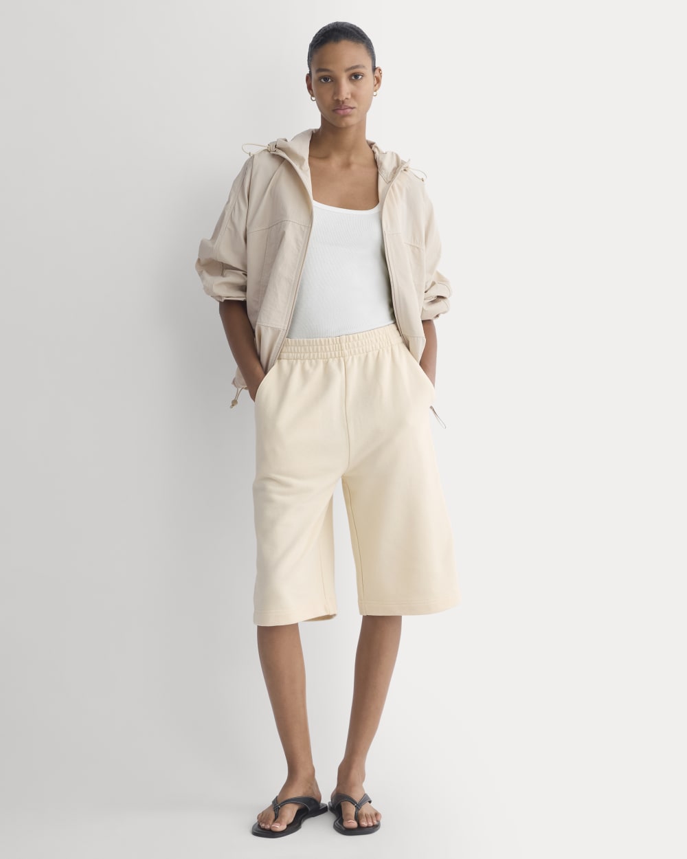 Lightweight Terry Long Shorts | Parchment - Xxs
