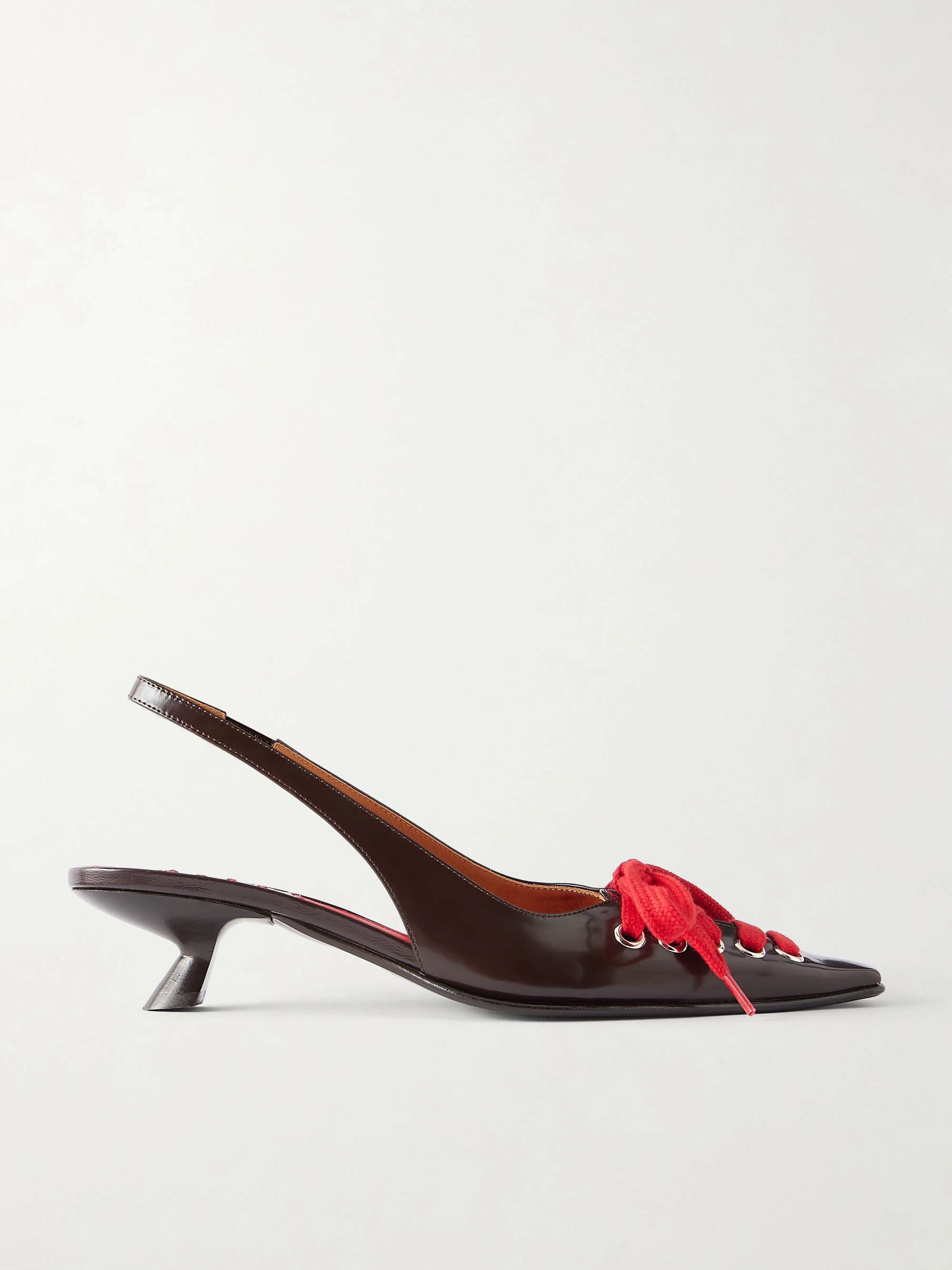 Kat Lace-Up Leather Slingback Pumps
