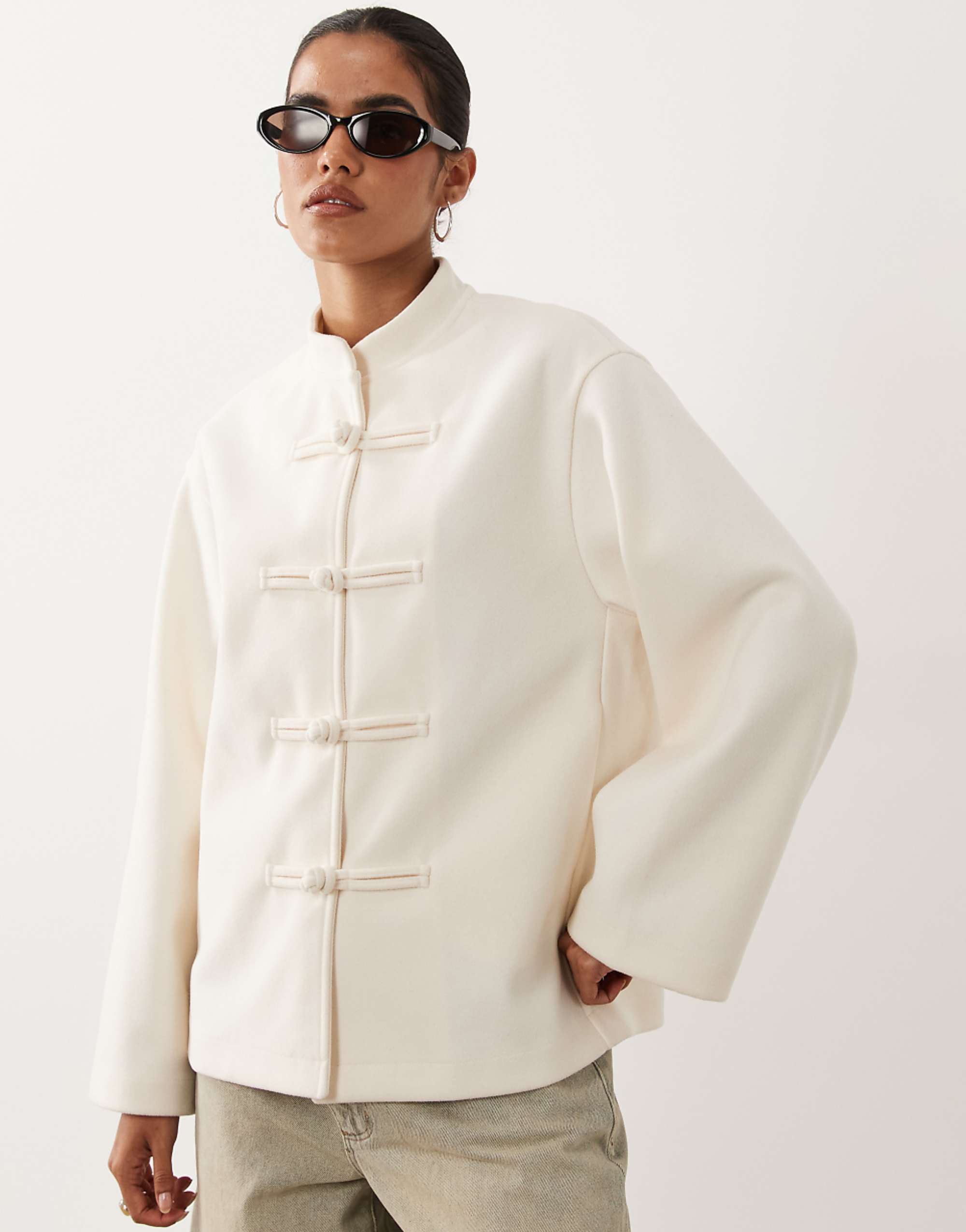 Gina Tricot Button Through Jacket in Cream