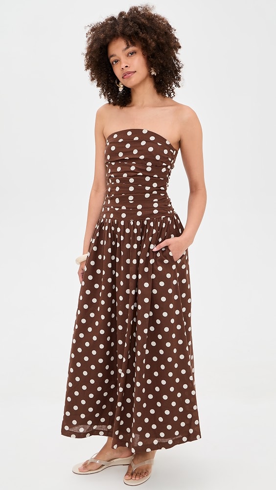 The Reina Maxi Dress - Chocolate/ecru Dot