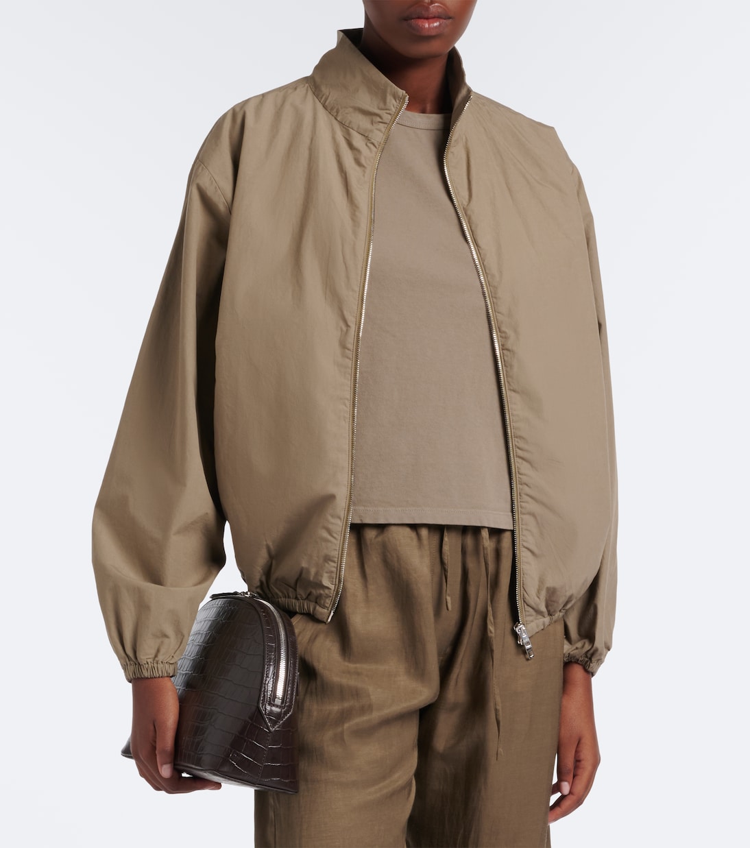 Kyoto Cropped Cotton Jacket in Grey - Leset