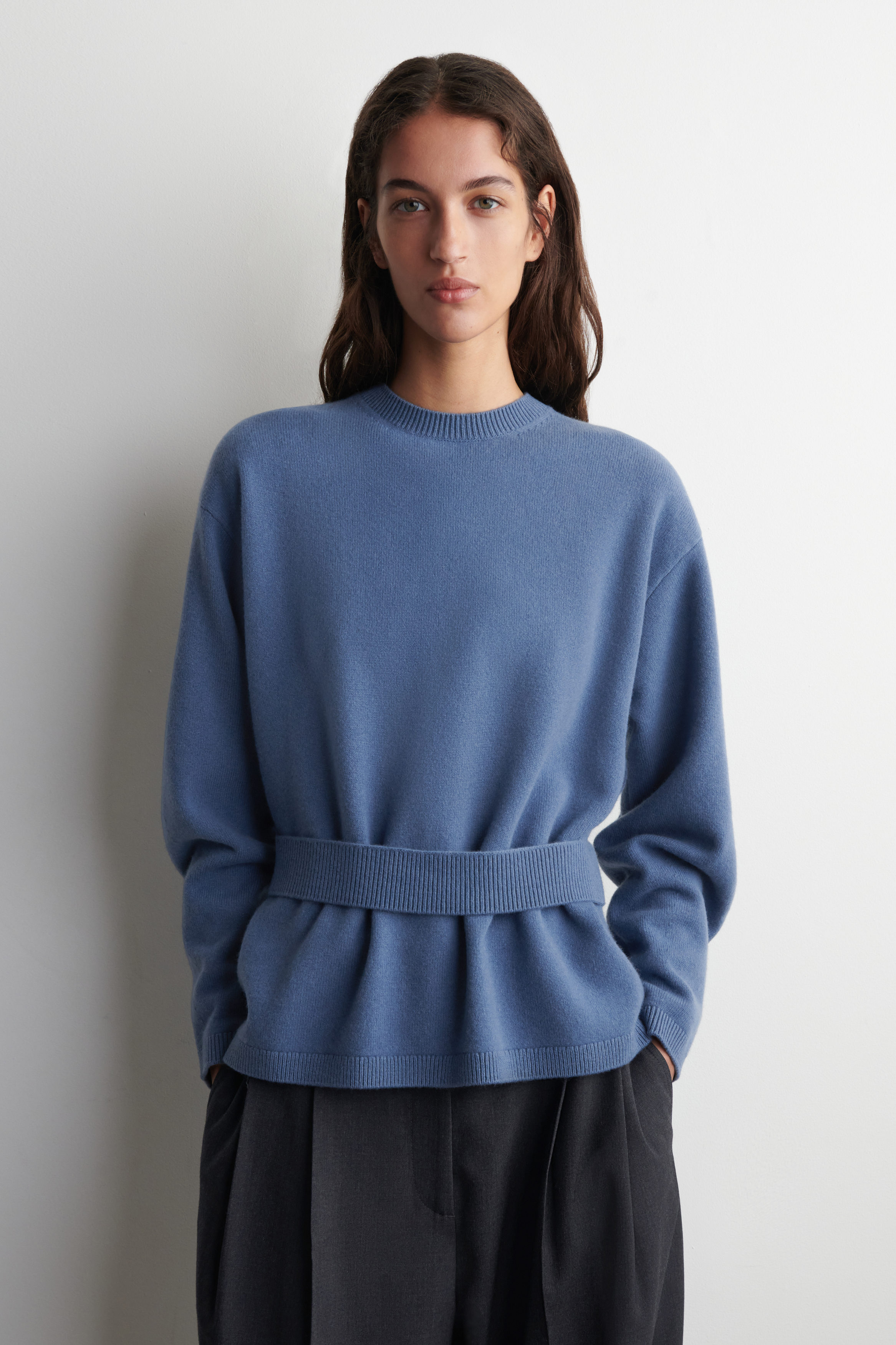 Belt-Detail Merino Wool Sweater