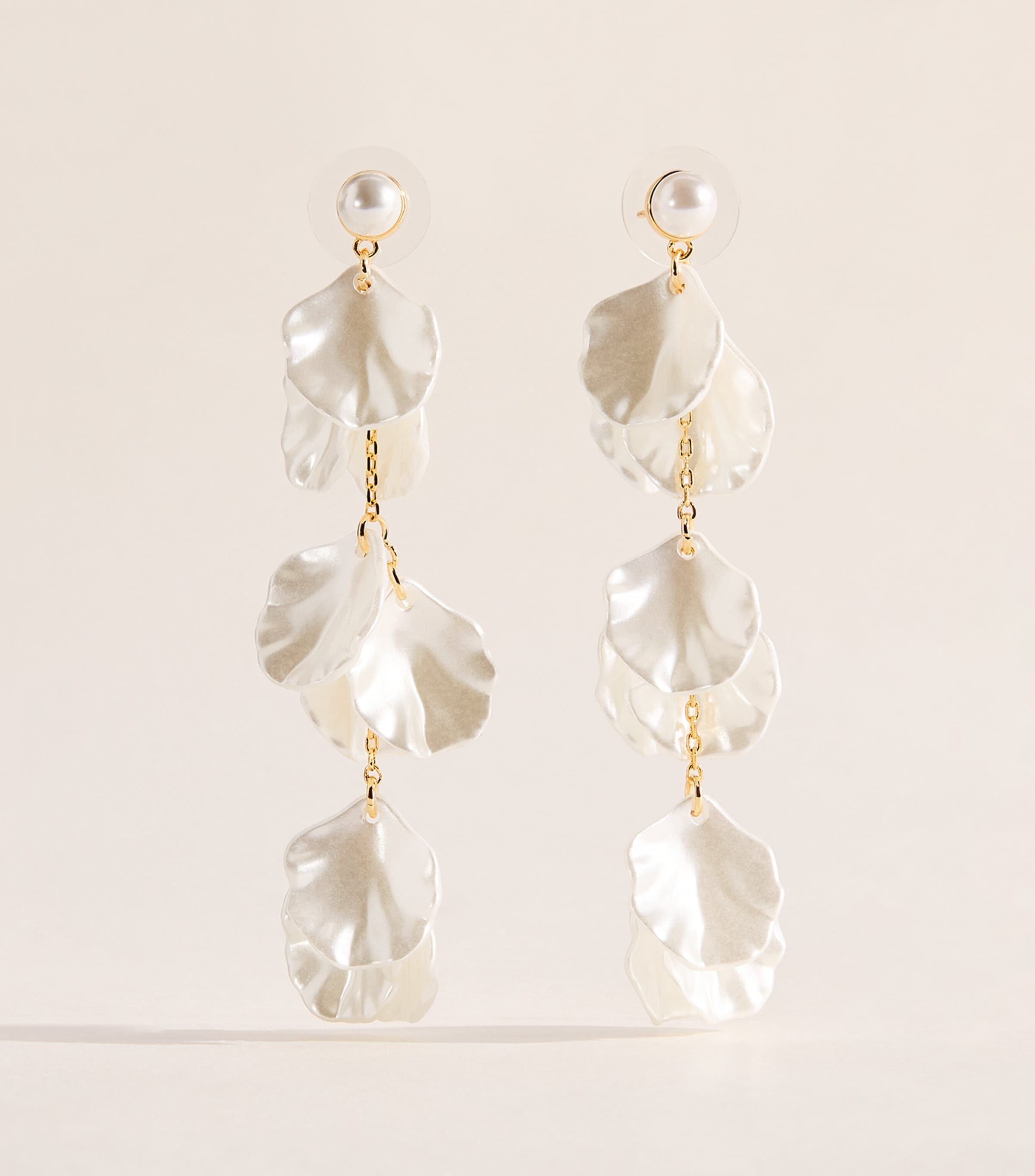 Self-Portrait Faux Pearl Petal Drop Earrings