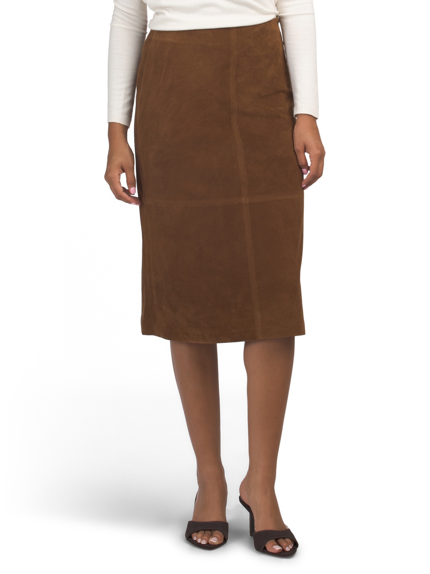 marshalls, Suede Seamed Midi Skirt