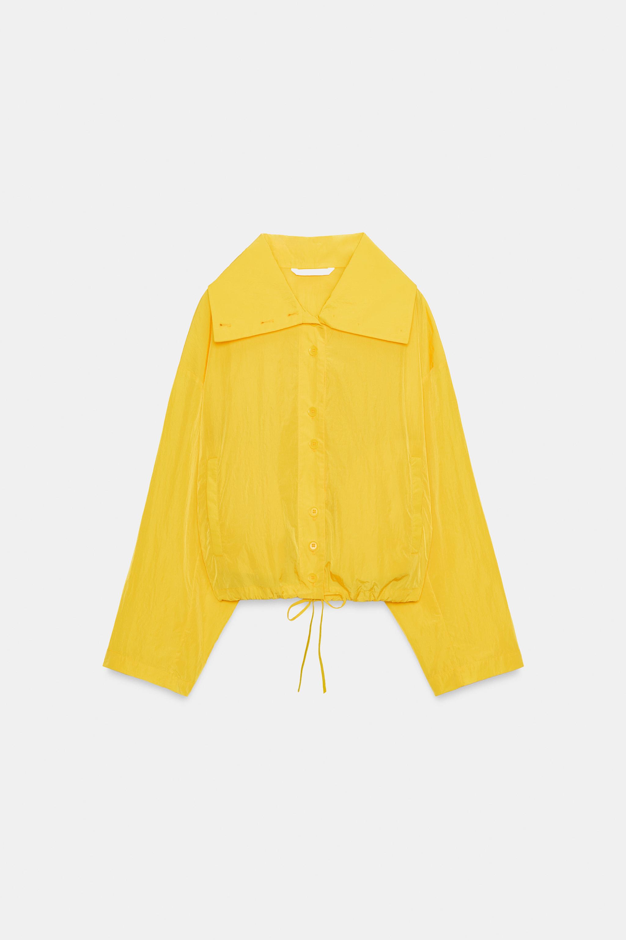 Zw Collection Nylon Bomber Jacket - Yellow - Xs
