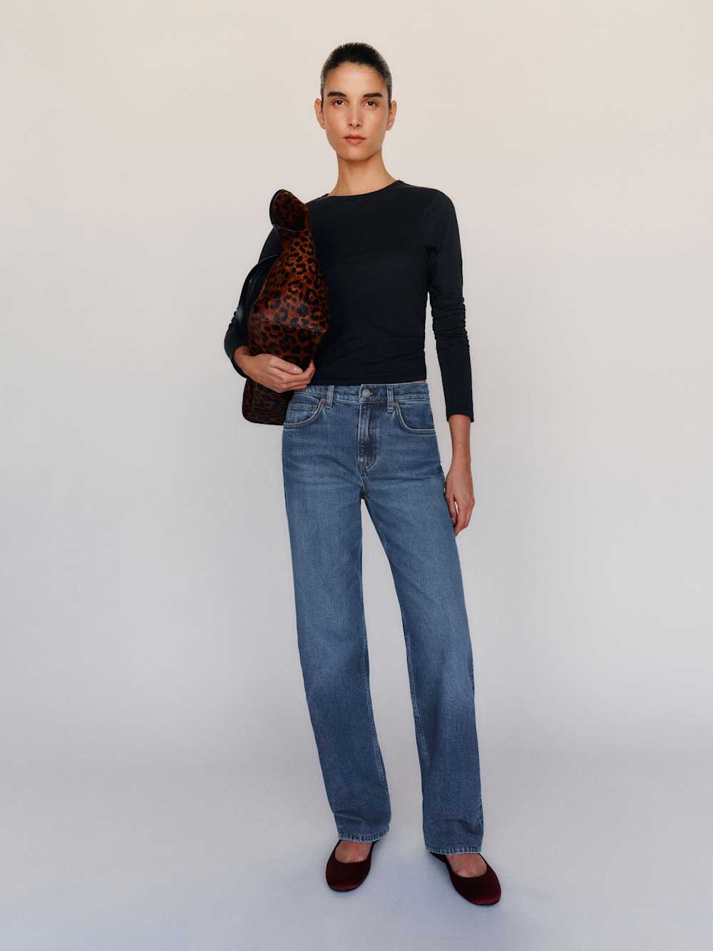 Miles Stretch Mid Rise Straight Leg Jeans