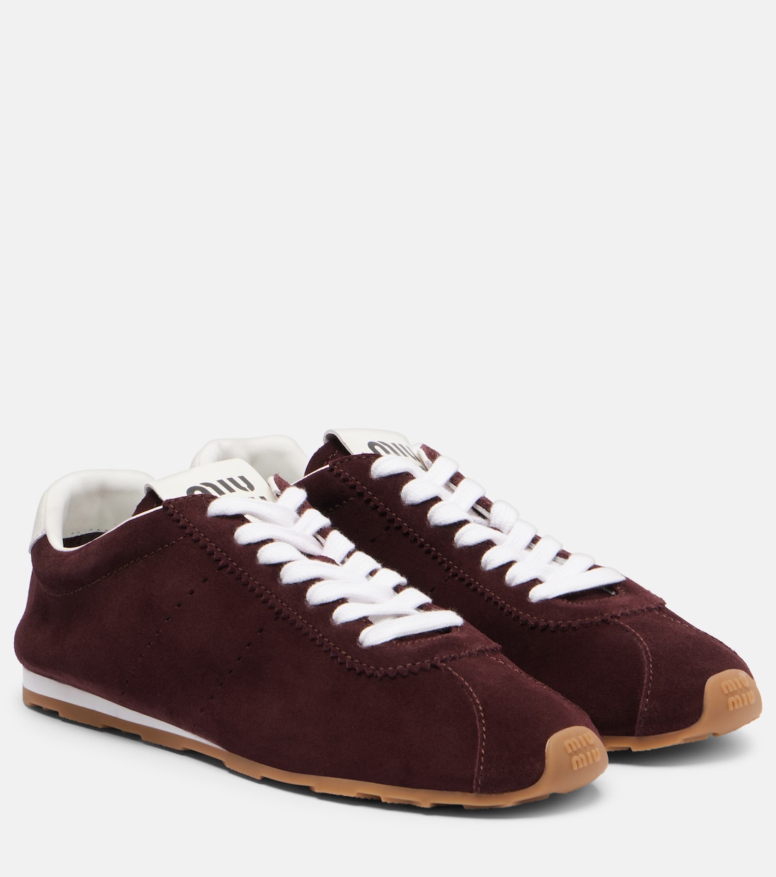 Plume Suede Sneakers in Burgundy - Miu Miu