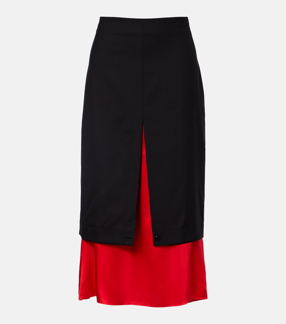 Layered Wool Midi Skirt in Black - Rohe