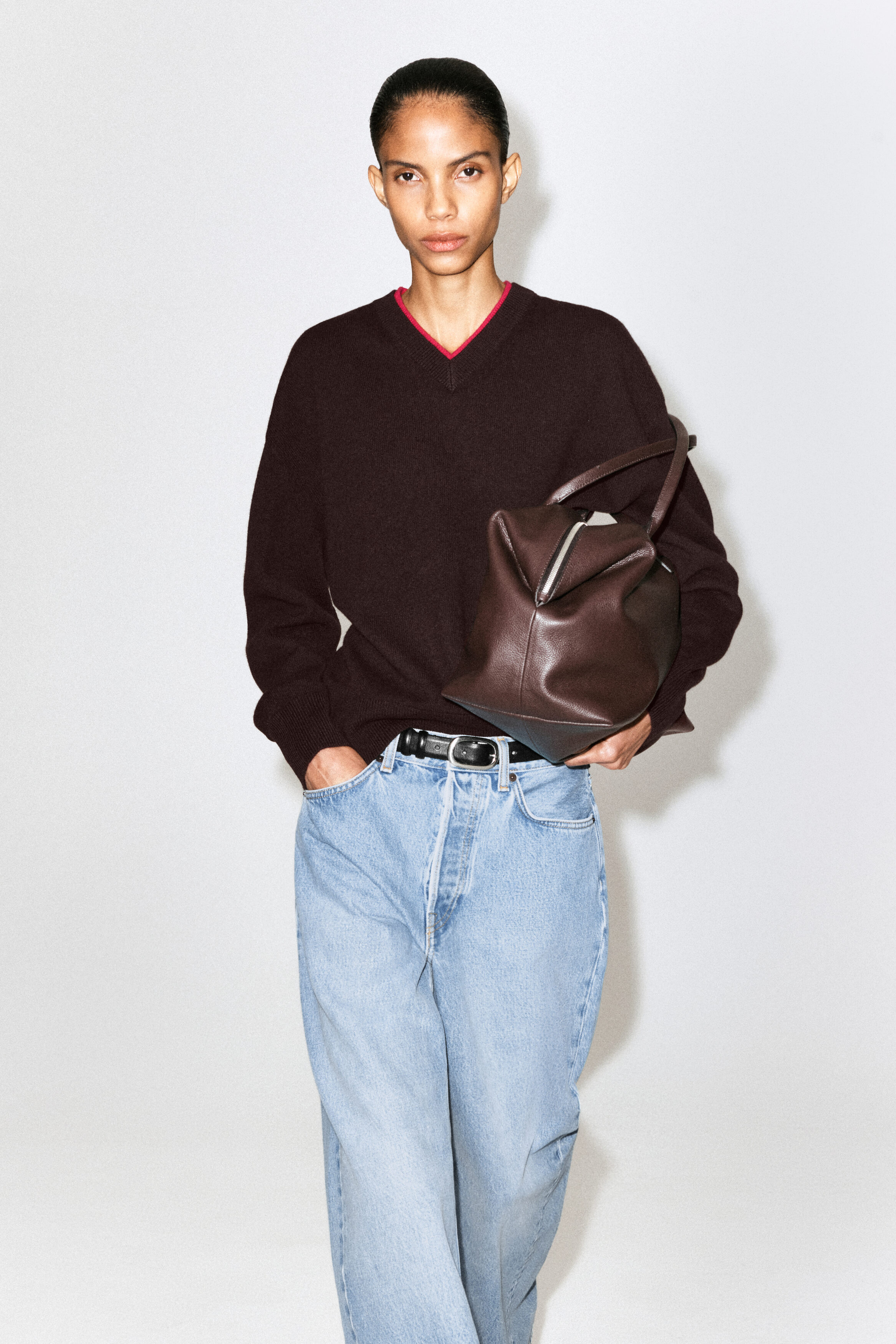 Merino Wool Layered V-Neck Sweater
