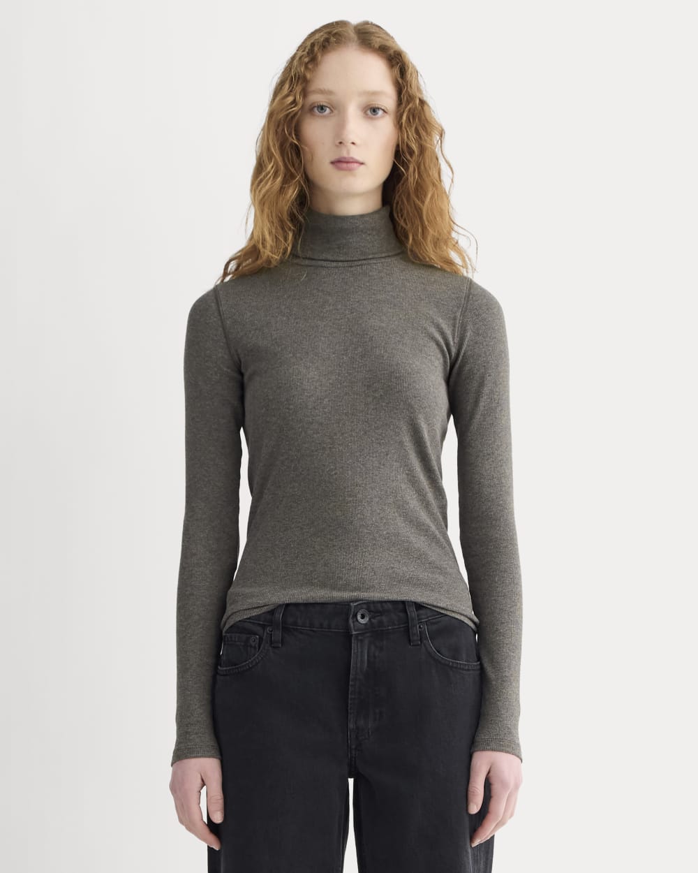 The Luxe Rib Turtleneck | Washed Heathered Fatigue - Xxs