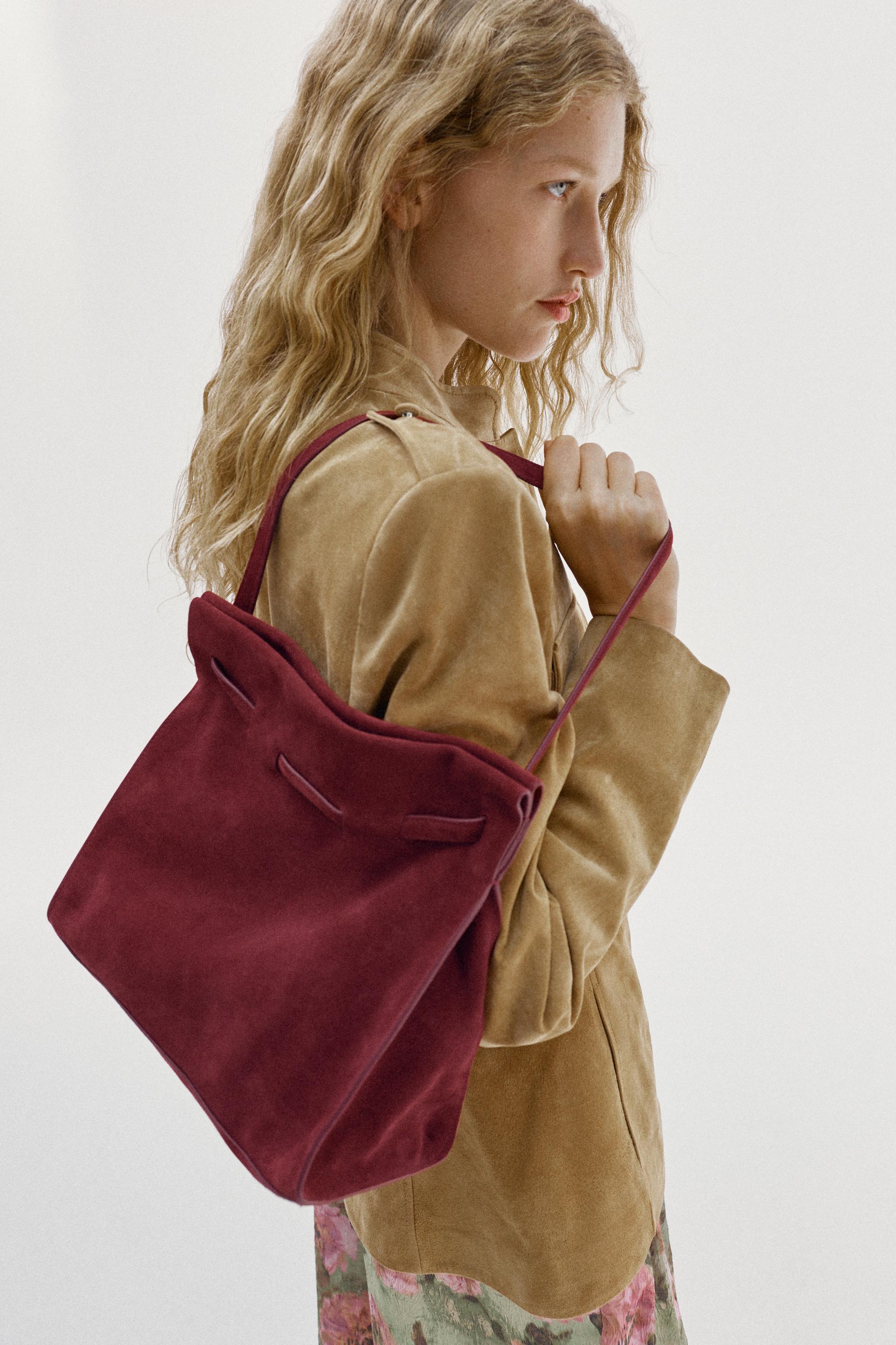 Medium Suede Shoulder Bag - Russet Brown - One Size Only