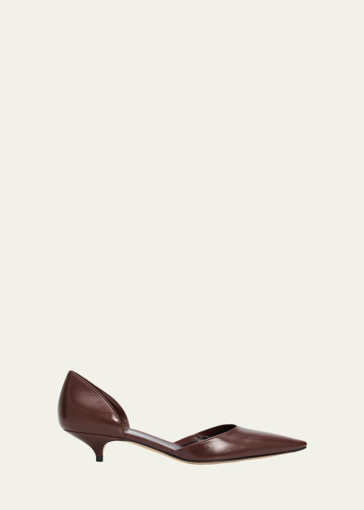 35mm Liisa Leather Kitten-Heel D'orsay Pumps