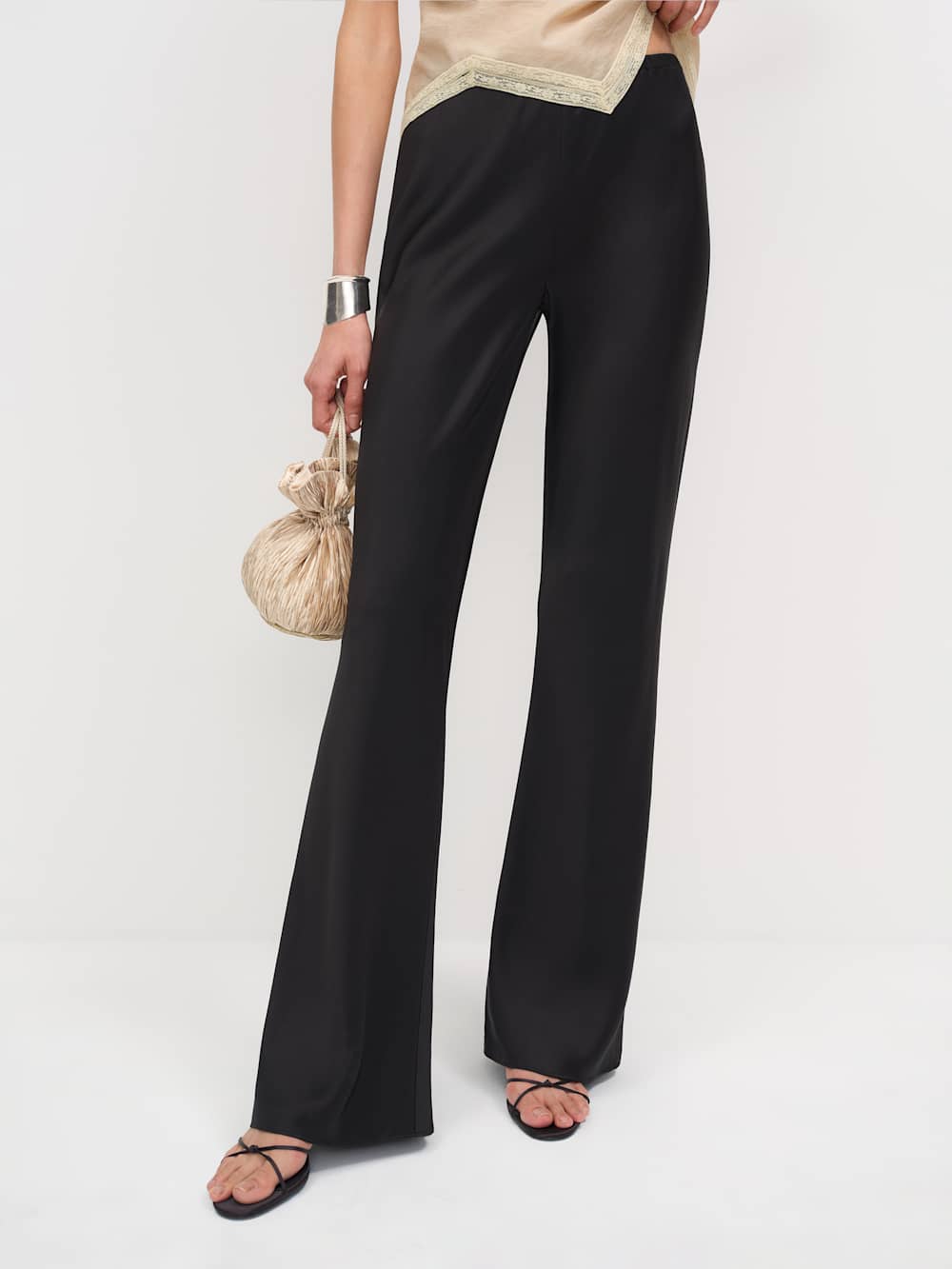 Gale Satin Mid Rise Bias Pant