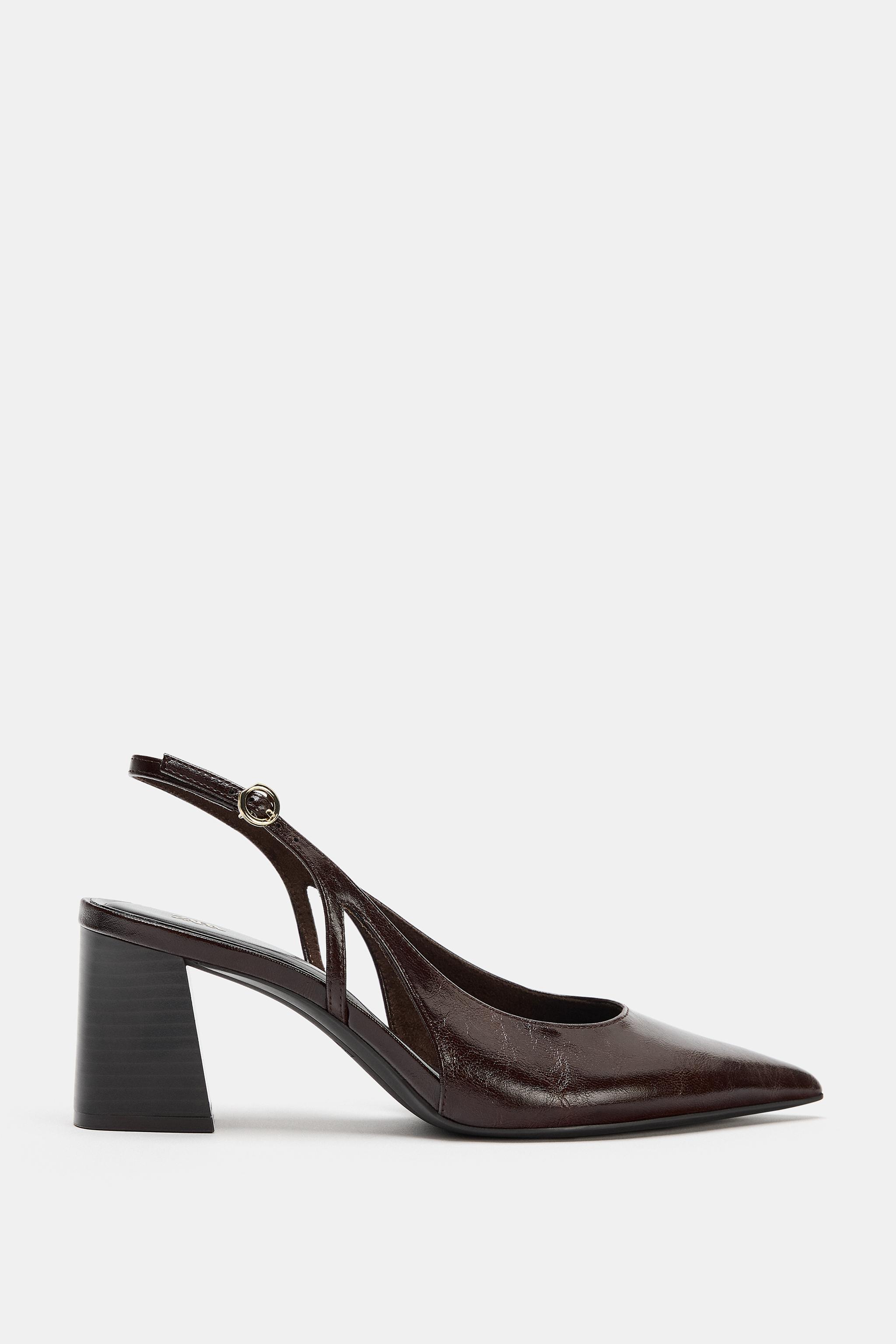 Slingback Shoes - Brown - 2