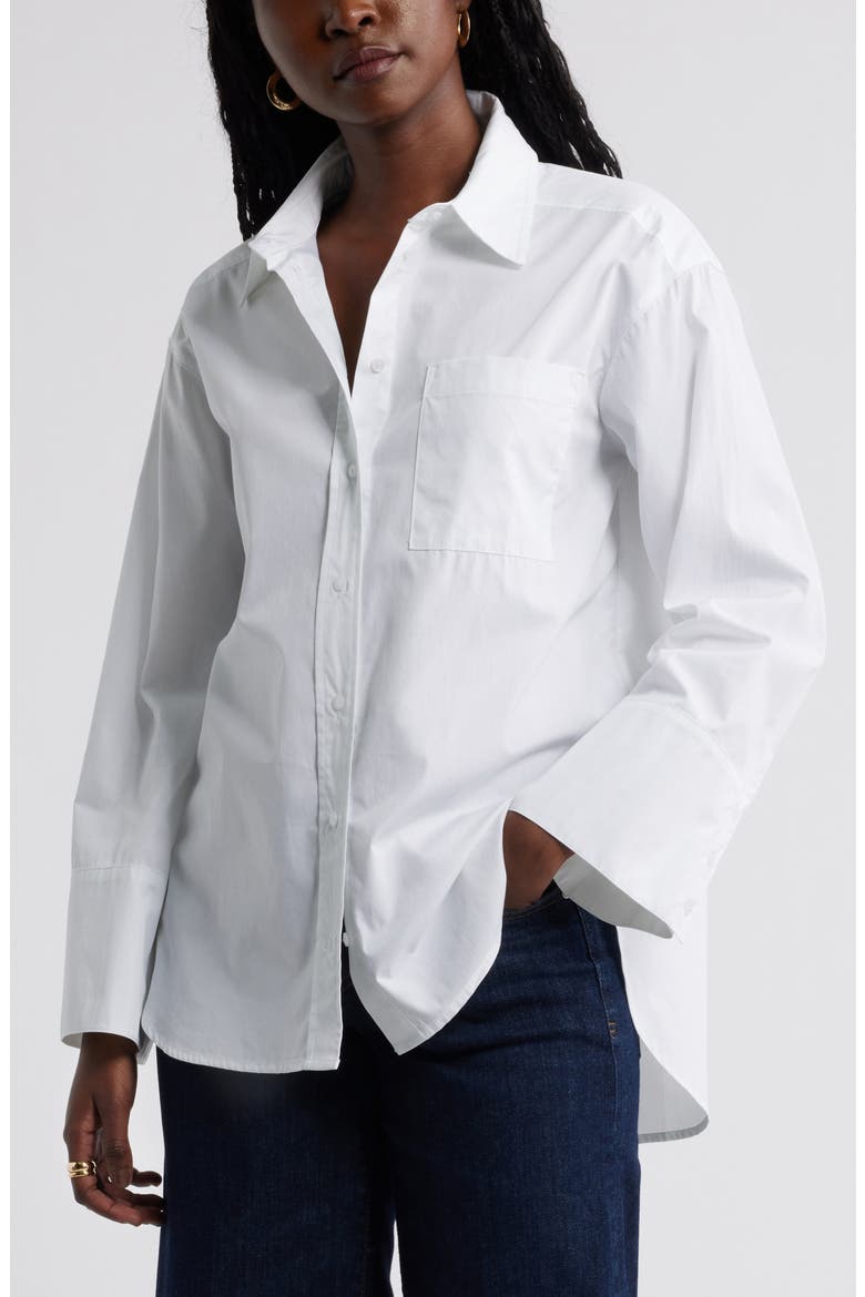 Cotton Poplin Button-Up Shirt
