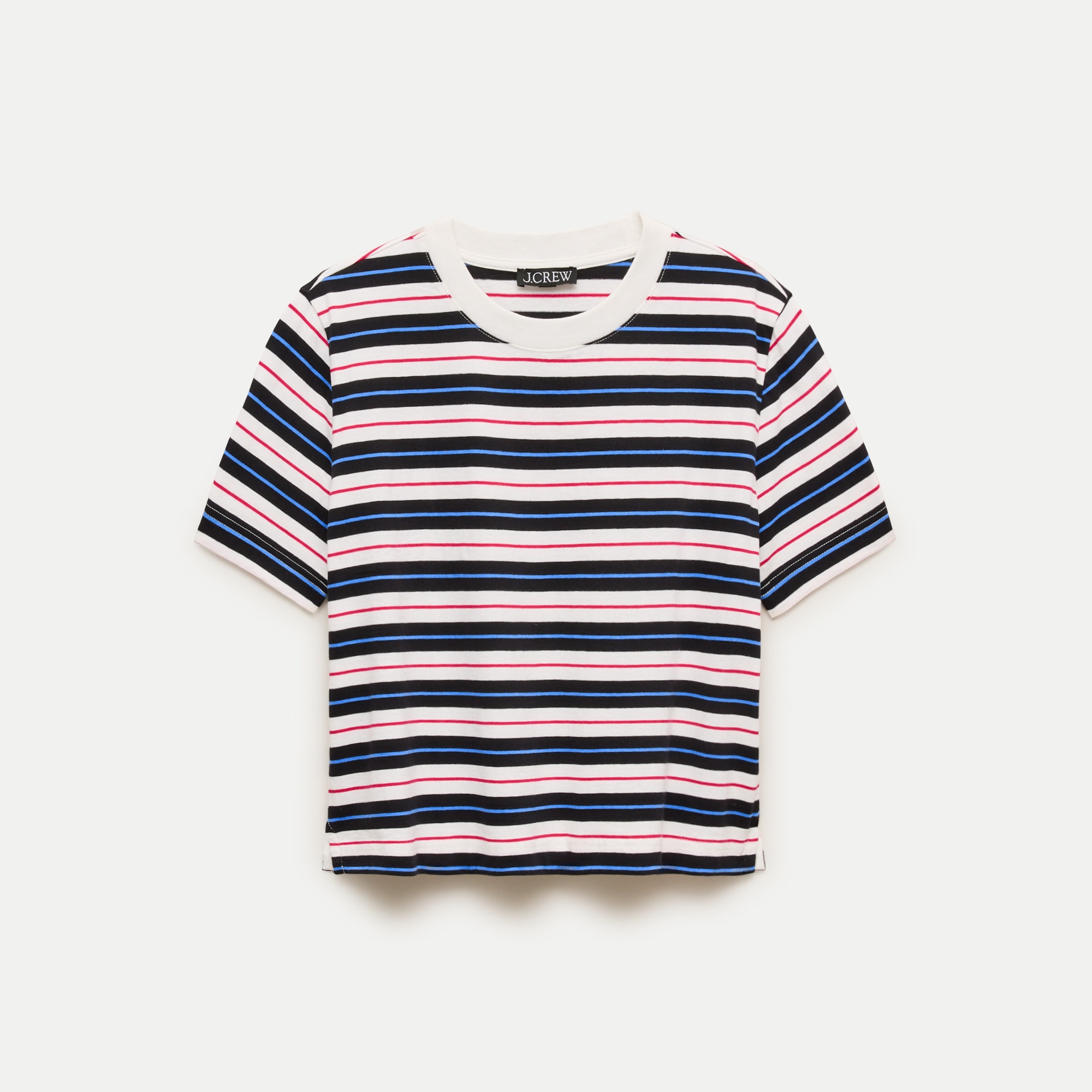 Boyfriend Jersey Relaxed Cropped T-Shirt in Stripe