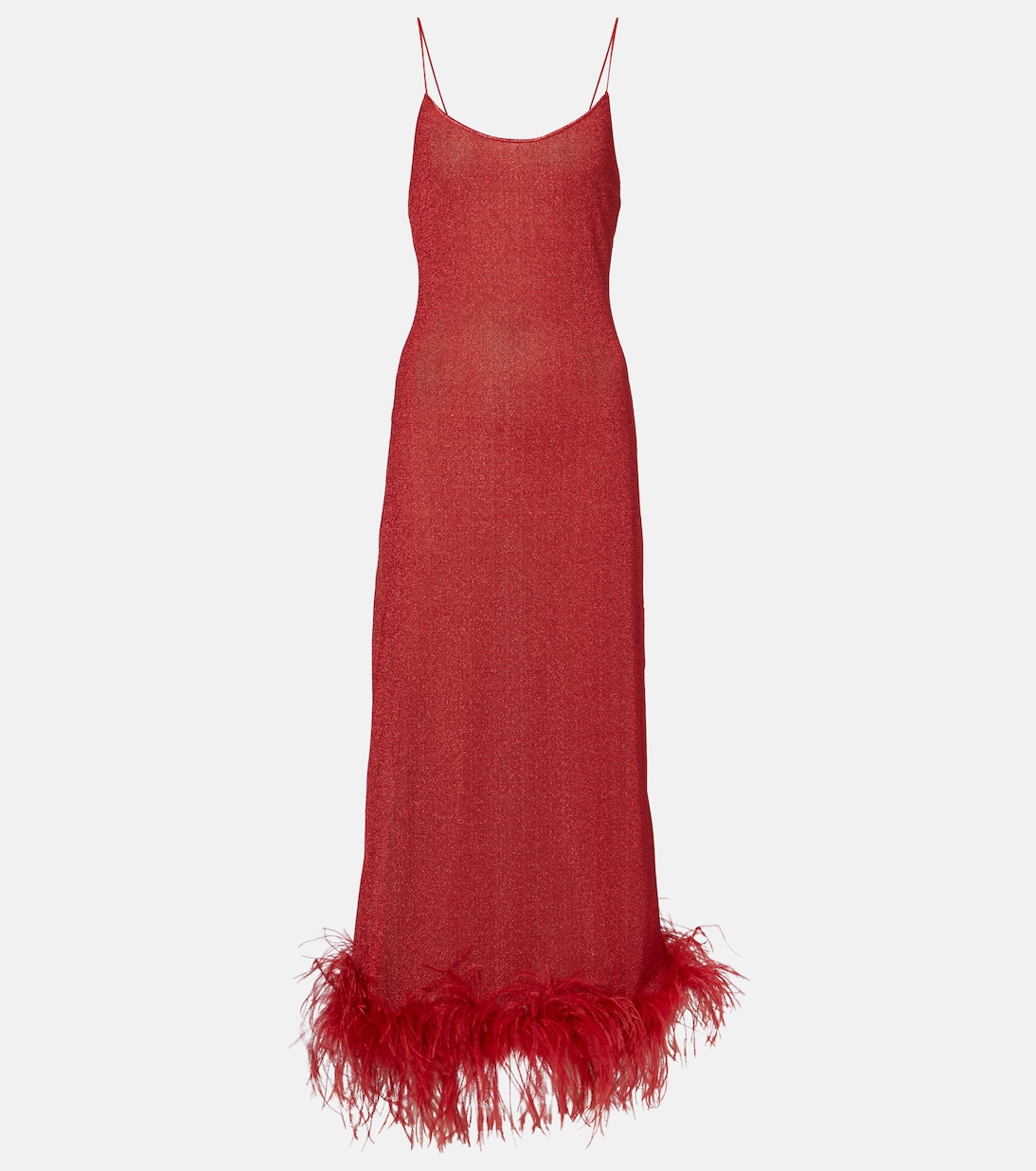 Lumi&egrave;re Plumage Maxi Dress in Red - Oseree