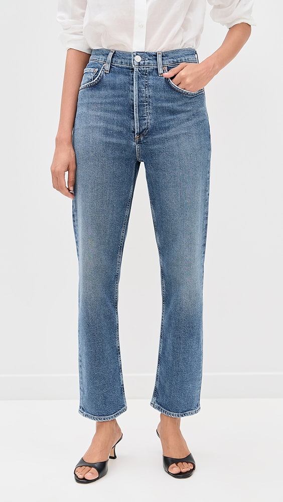 90s Pinch Waist Crop Jeans - Overcast