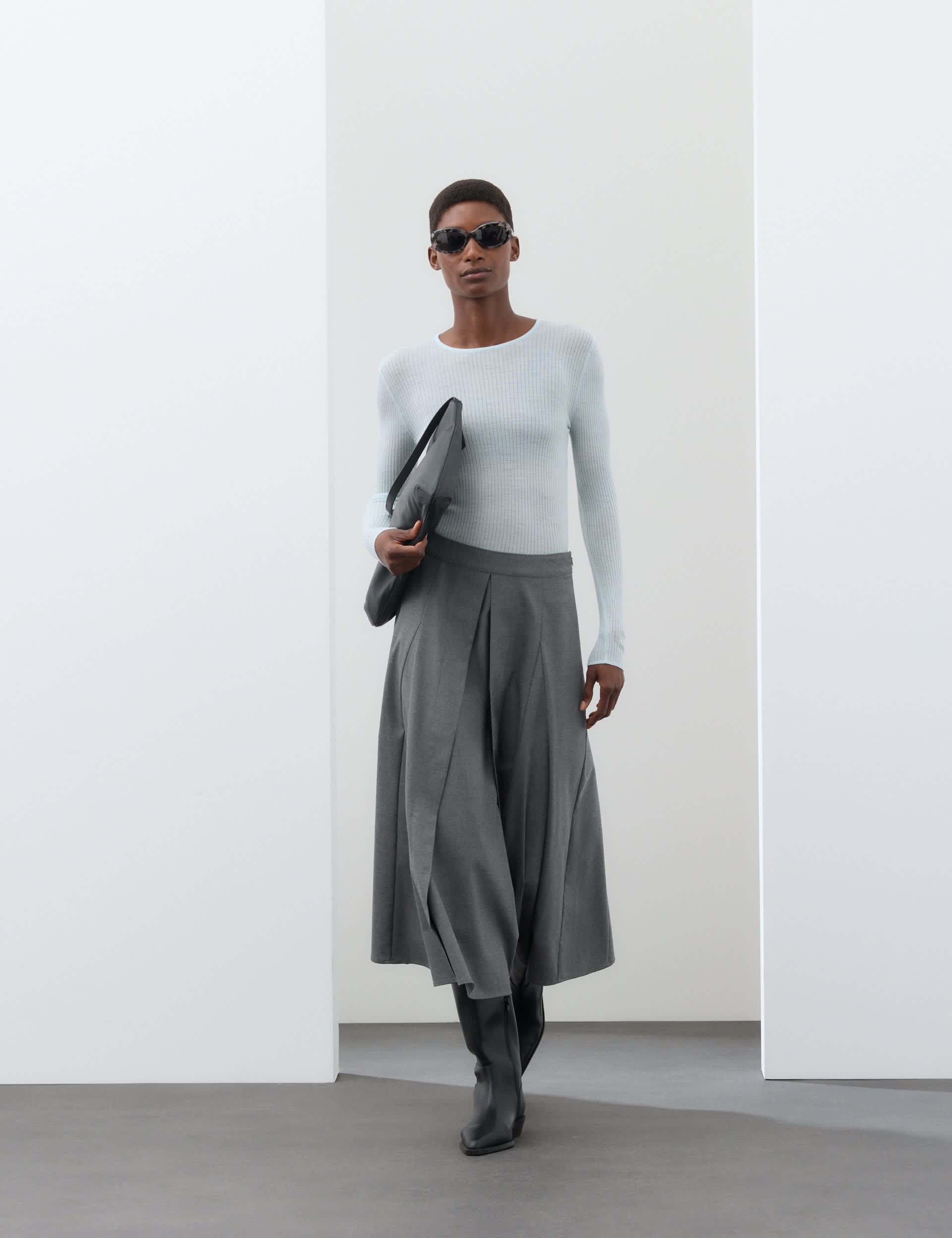 Pleated Midaxi Full Circle Skirt With Wool