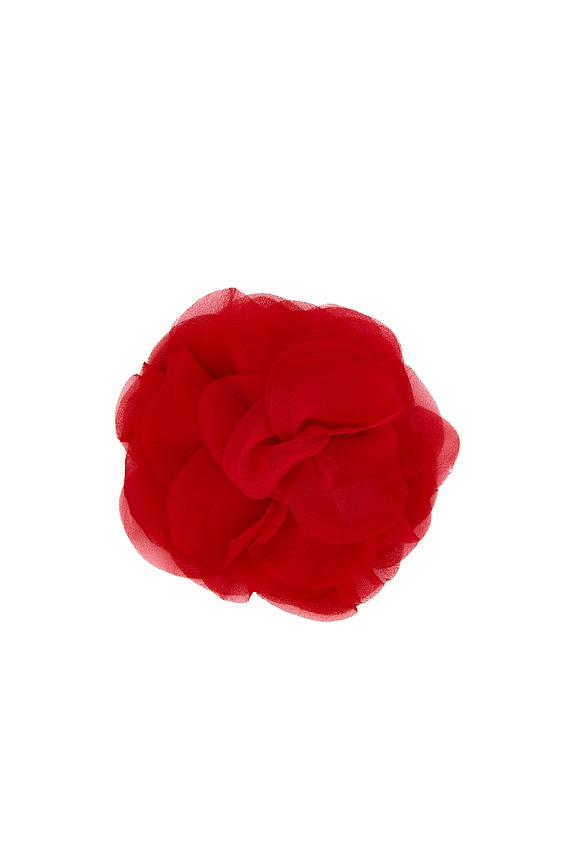 Red Silk Flower Pin