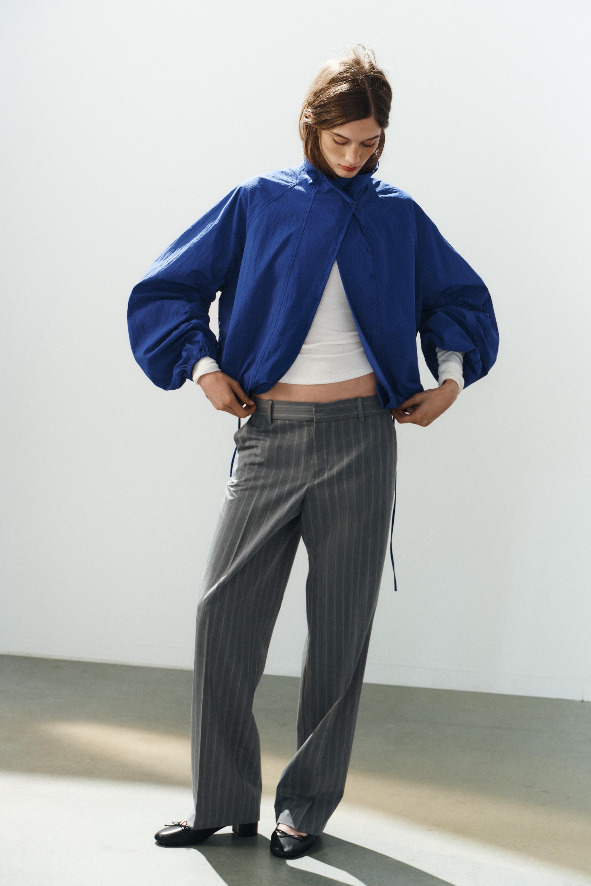 Technical Fabric Buttoned Jacket - Bluish - Xs