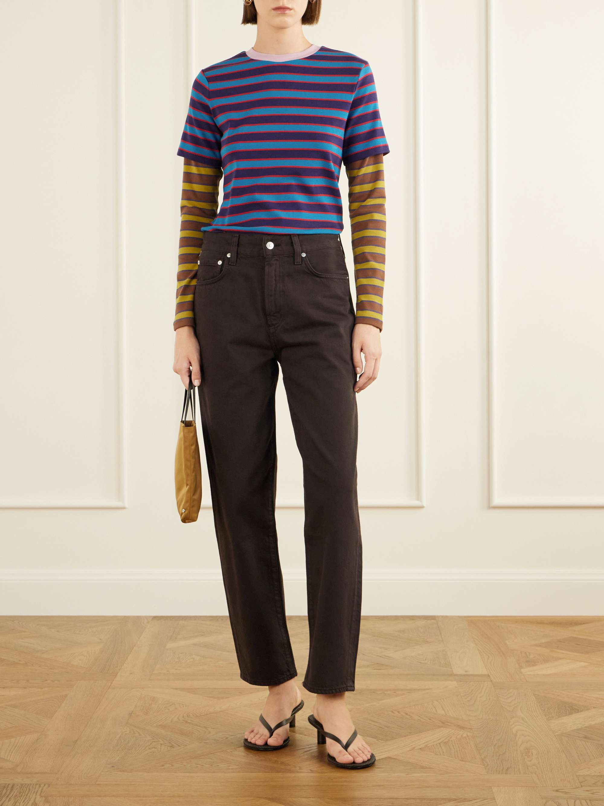 Dillon Layered Striped Stretch Cotton-Jersey T-Shirt
