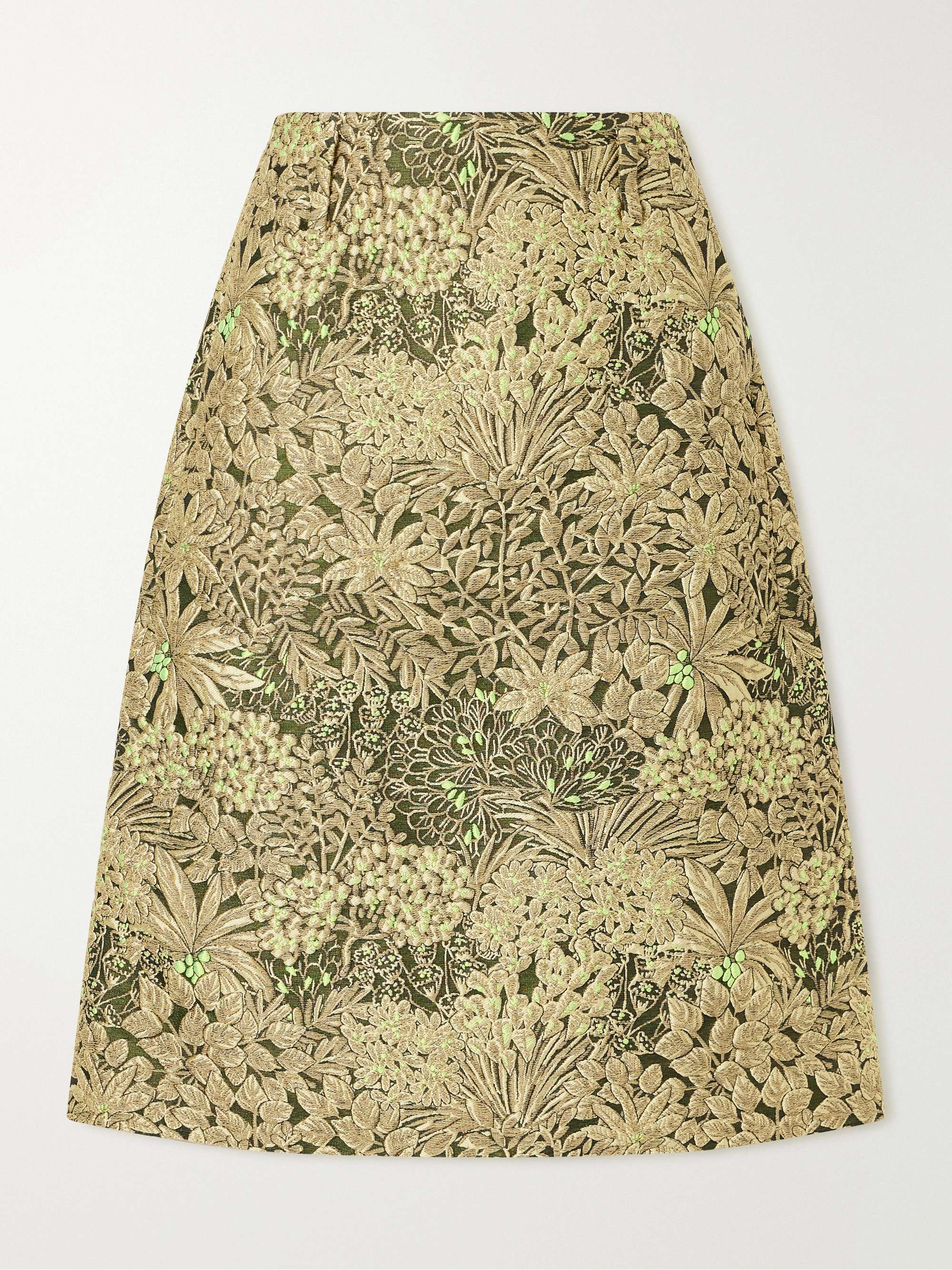 Floral Cloqu&eacute; Midi Skirt
