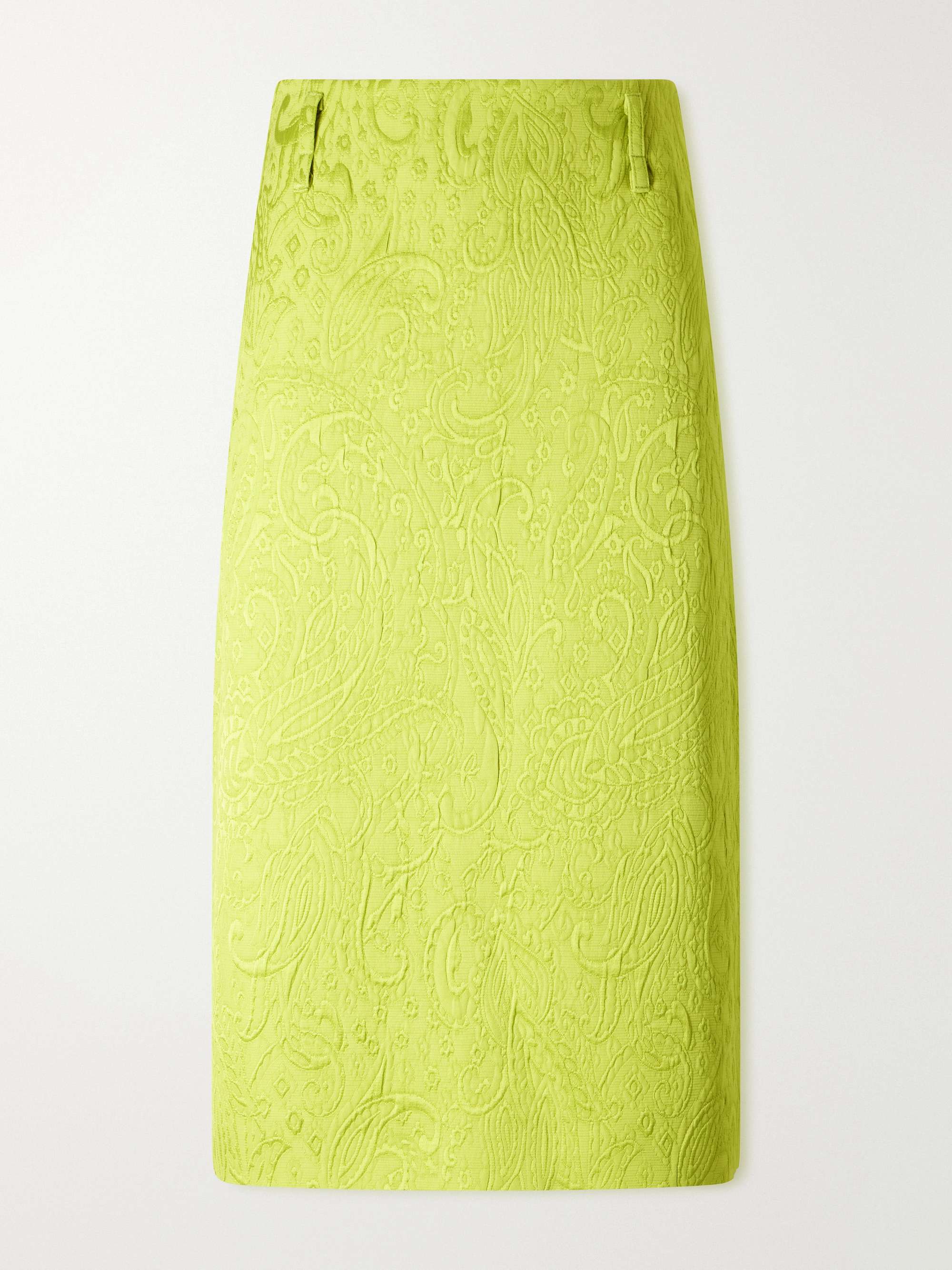 Paisley Motif Matelassé Jacquard Midi Skirt